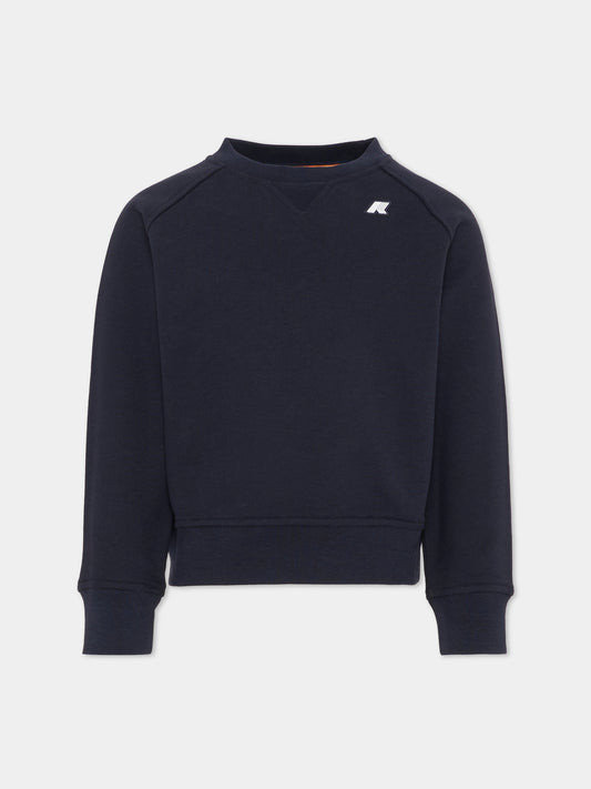 Felpa blu per bambino con logo,K-way,K51348W K89