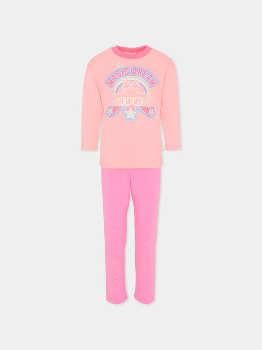 Pigiama rosa per bambina con disegni,Billieblush,U21465 408