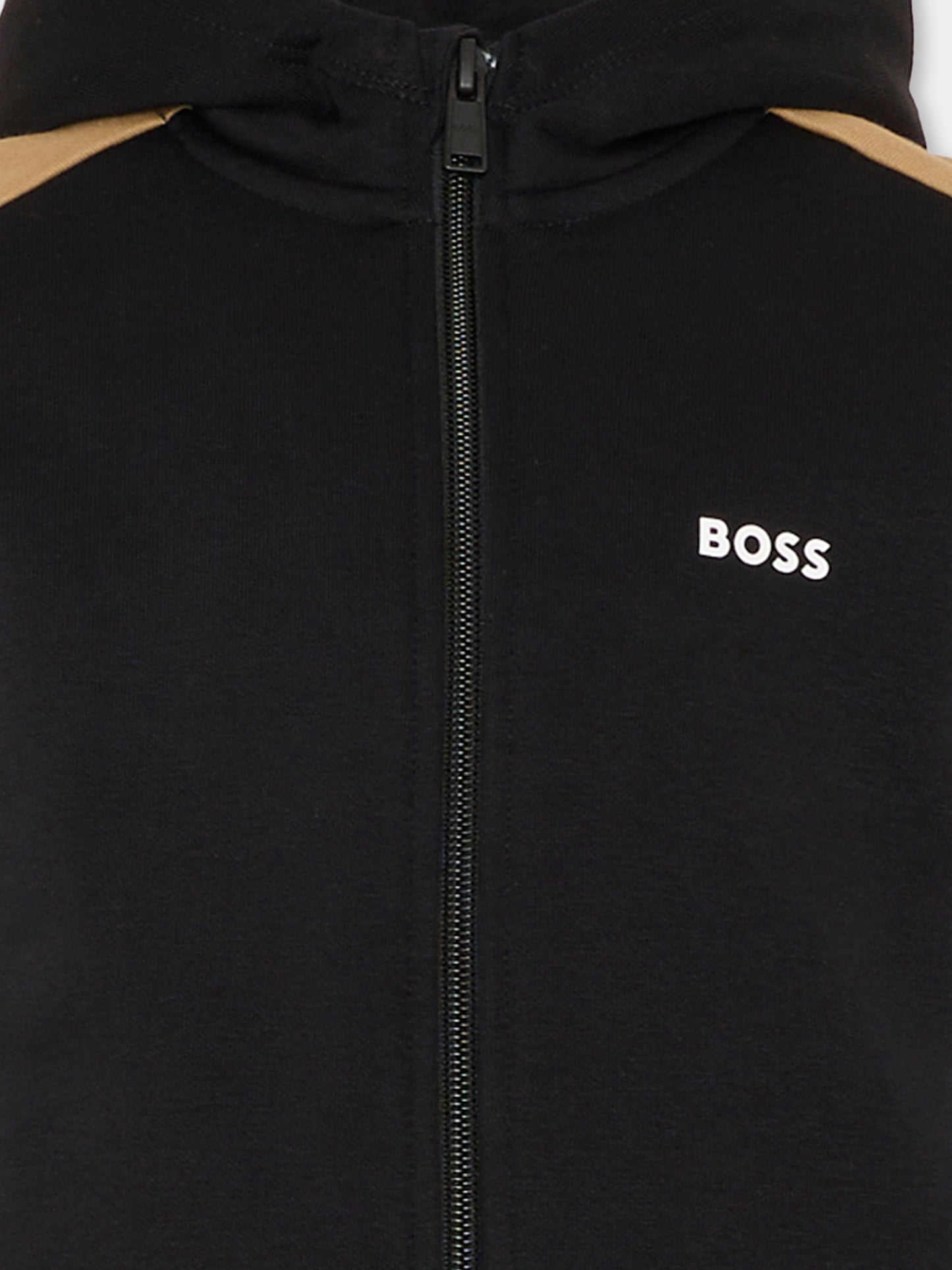 Felpa nera per bambino con logo bianco,Boss,J52322 09B