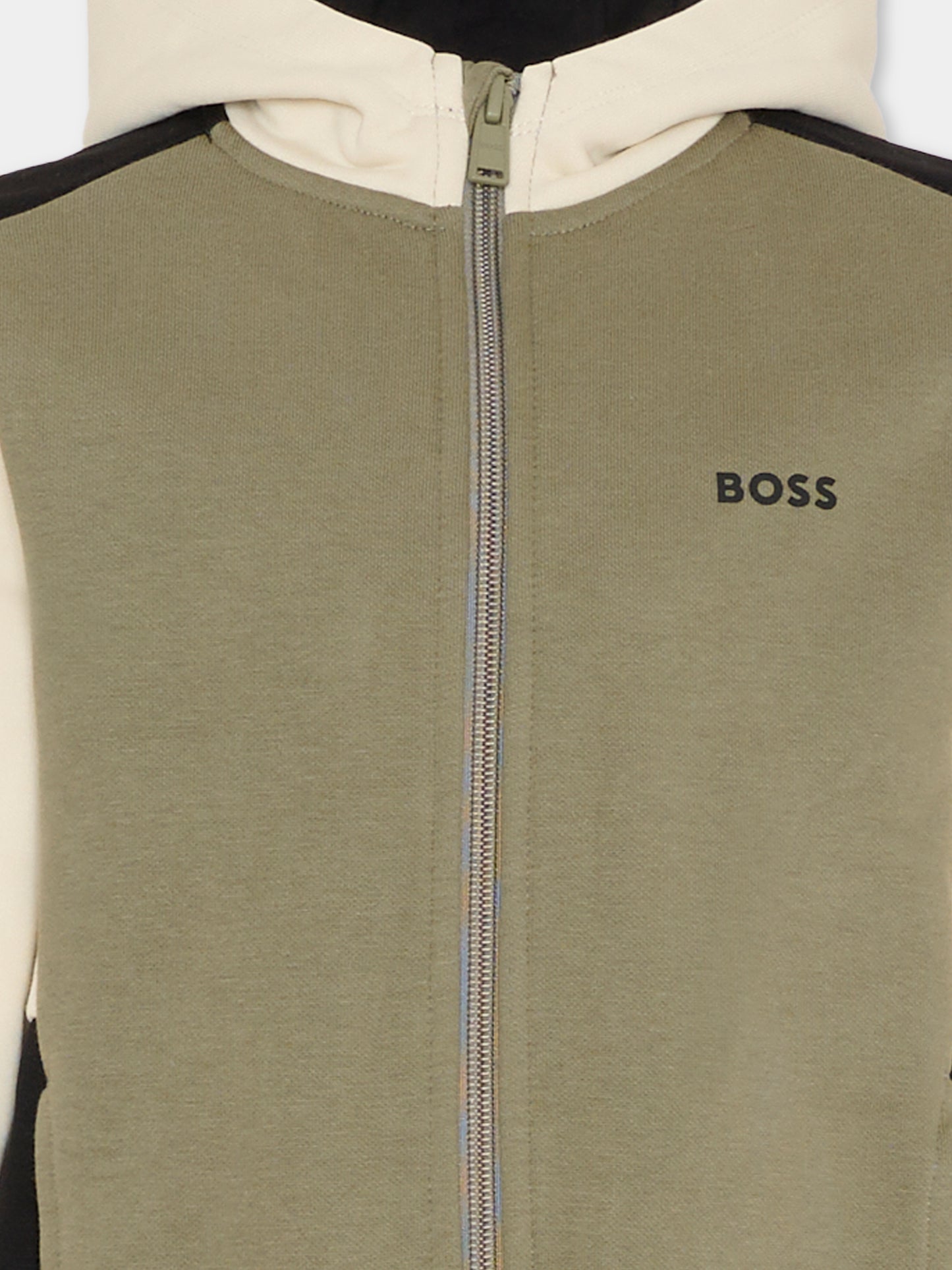 Felpa verde per bambino con logo nero,Boss,J52322 724