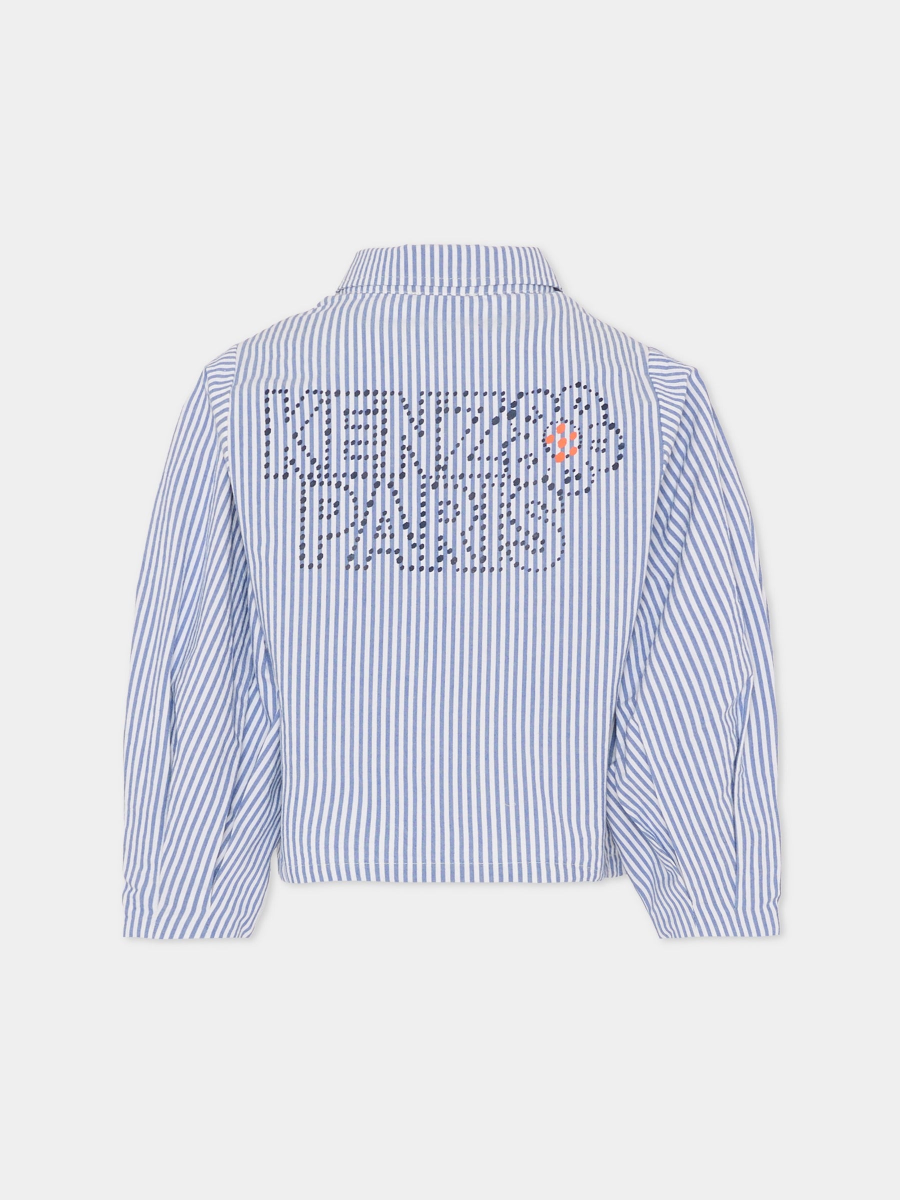 Camicia blu per bambina con logo,Kenzo Kids,K61311 780