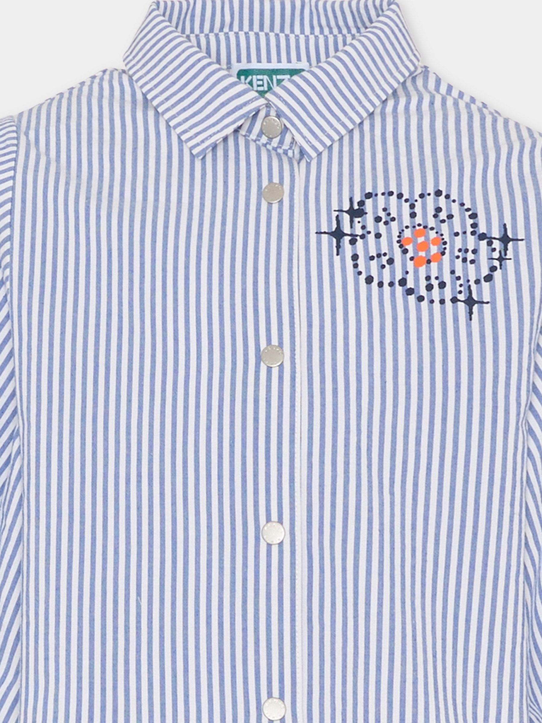 Camicia blu per bambina con logo,Kenzo Kids,K61311 780
