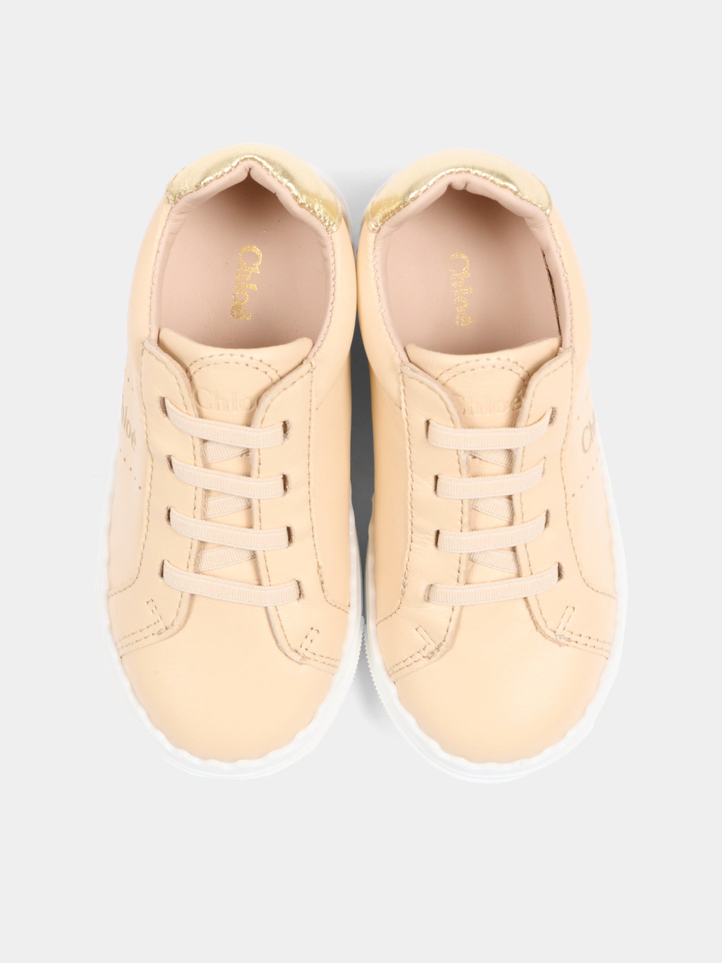 Sneakers beige per neonata e bambina con logo,Chloé Kids,C20730 46J