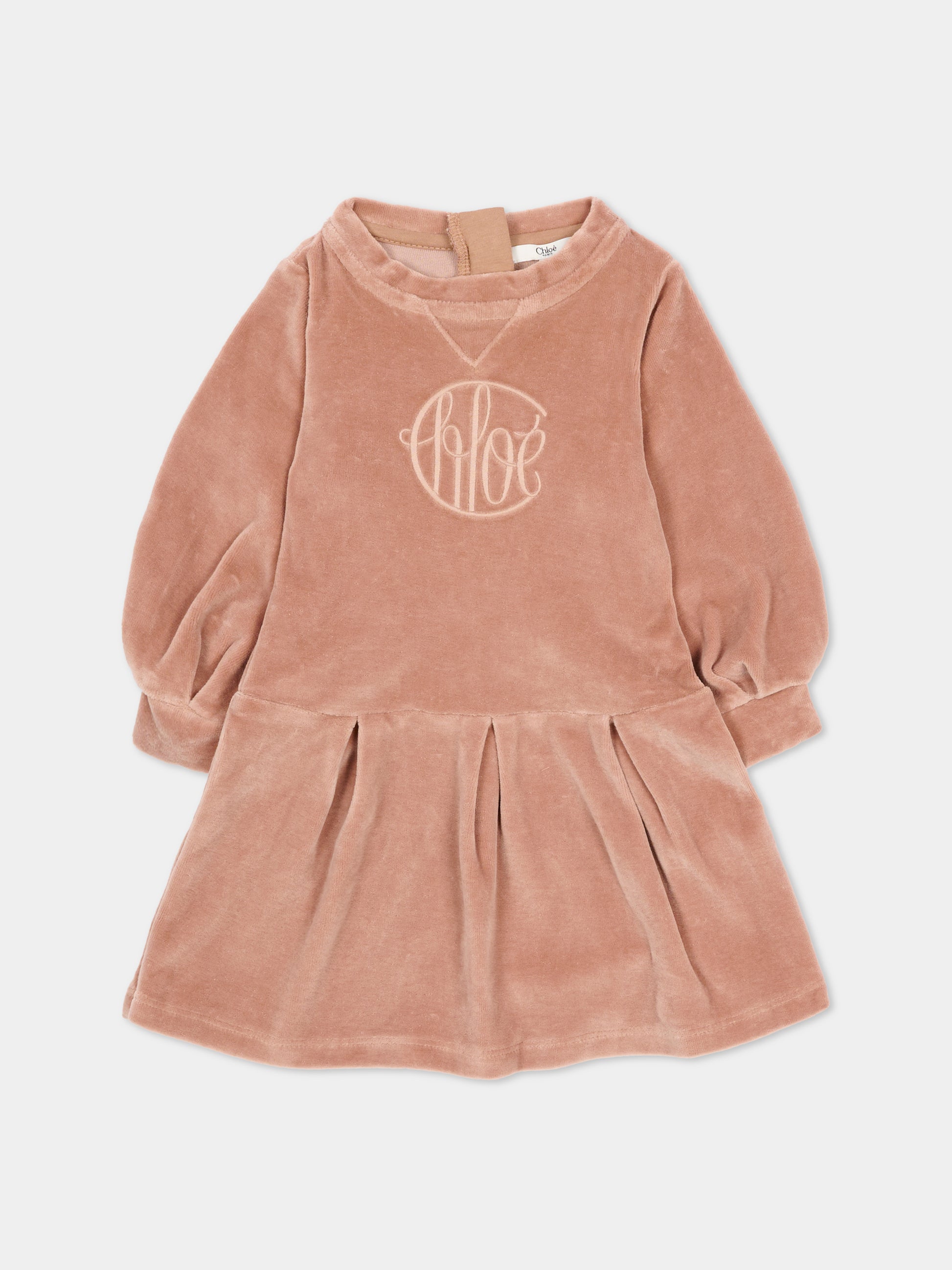 Vestito rosa per neonata con logo,Chloé Kids,C20717 244