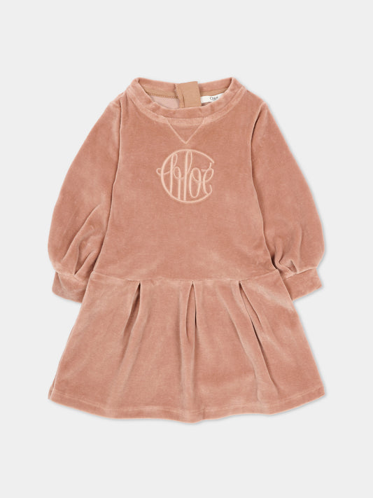 Vestito rosa per neonata con logo,Chloé Kids,C20717 244
