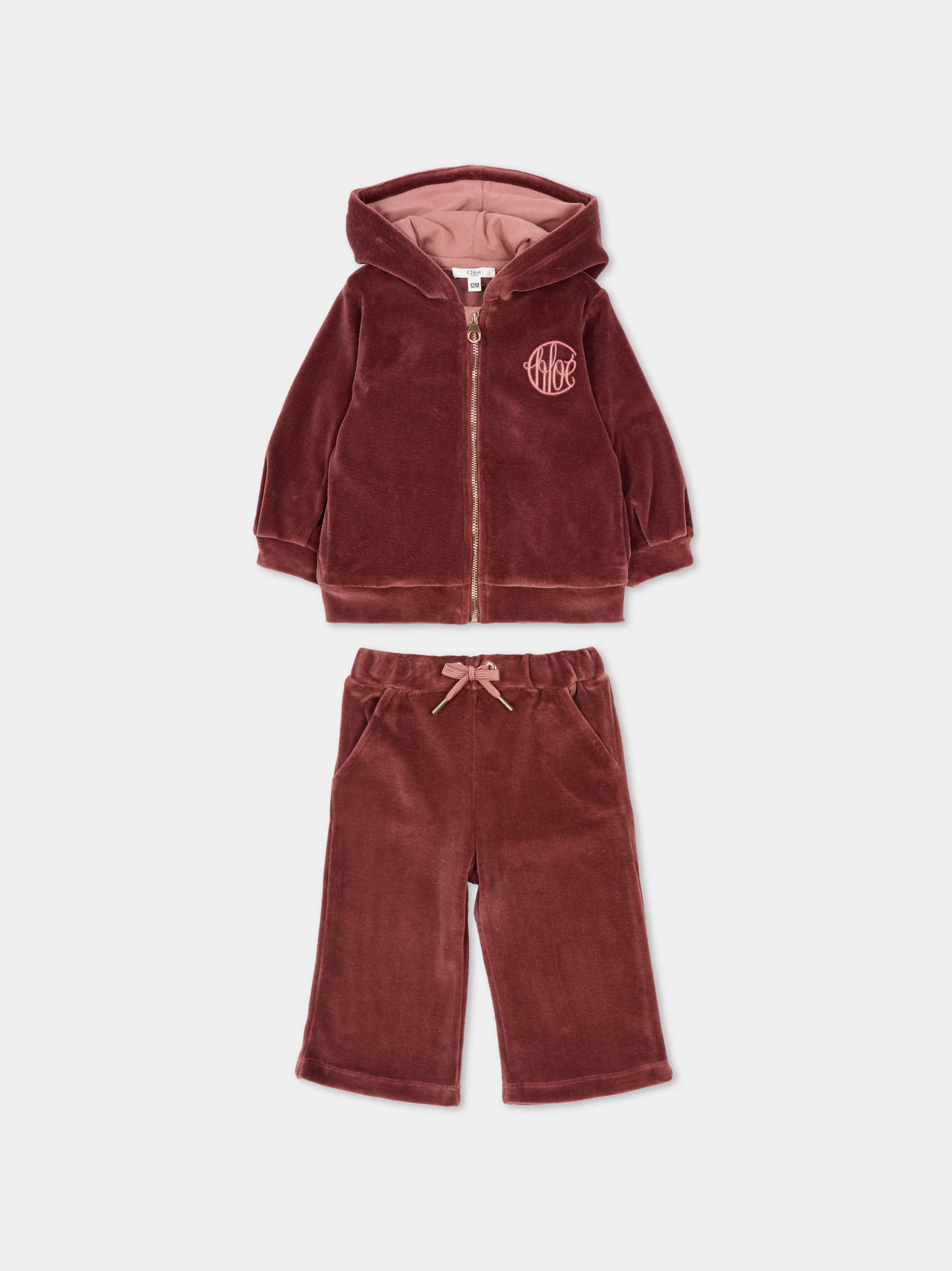 Completo bordeaux per neonata con logo,Chloé Kids,C20722 958