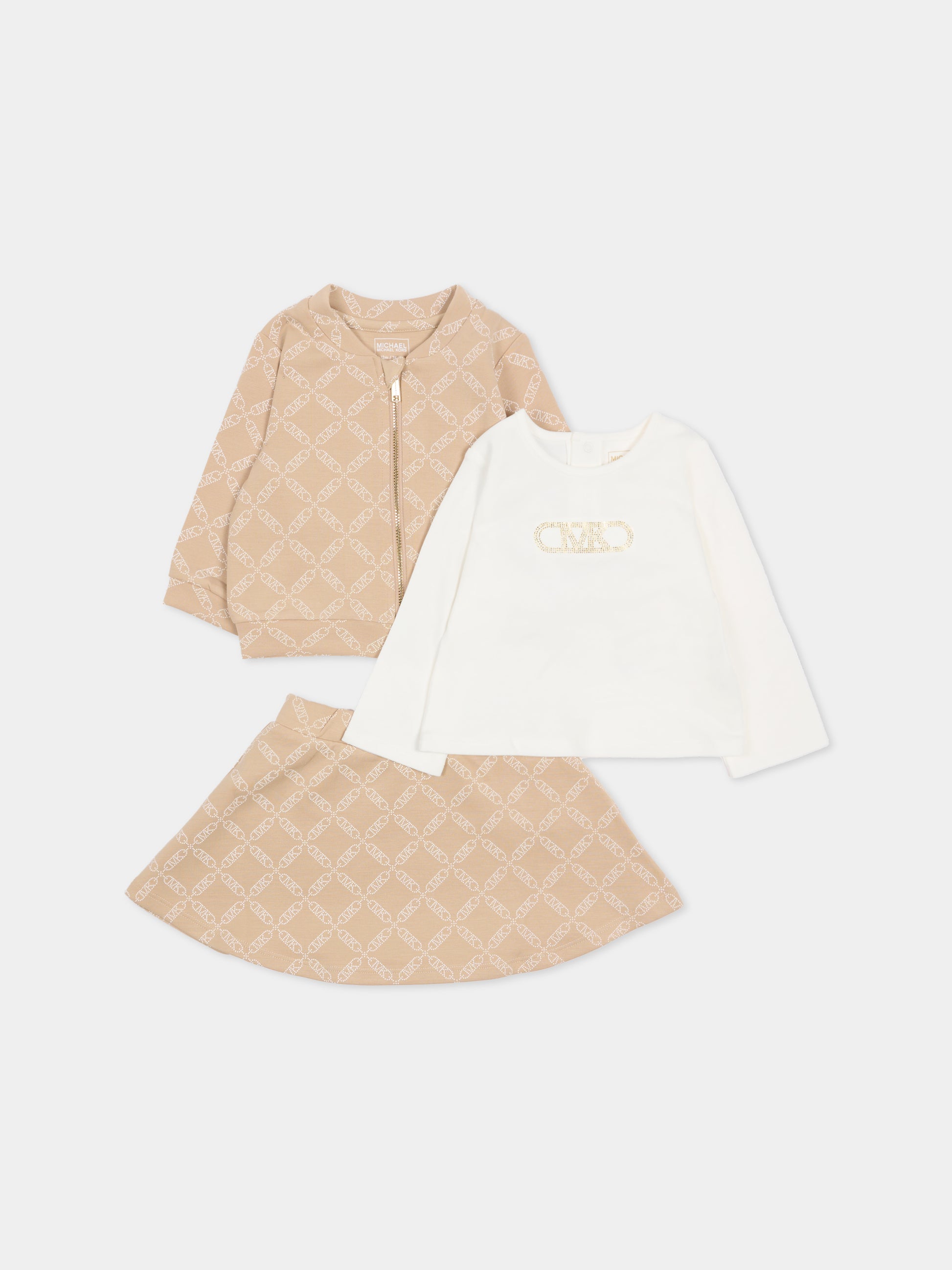 Completo beige per neonata con logo,Michael Kors,R30502 23B