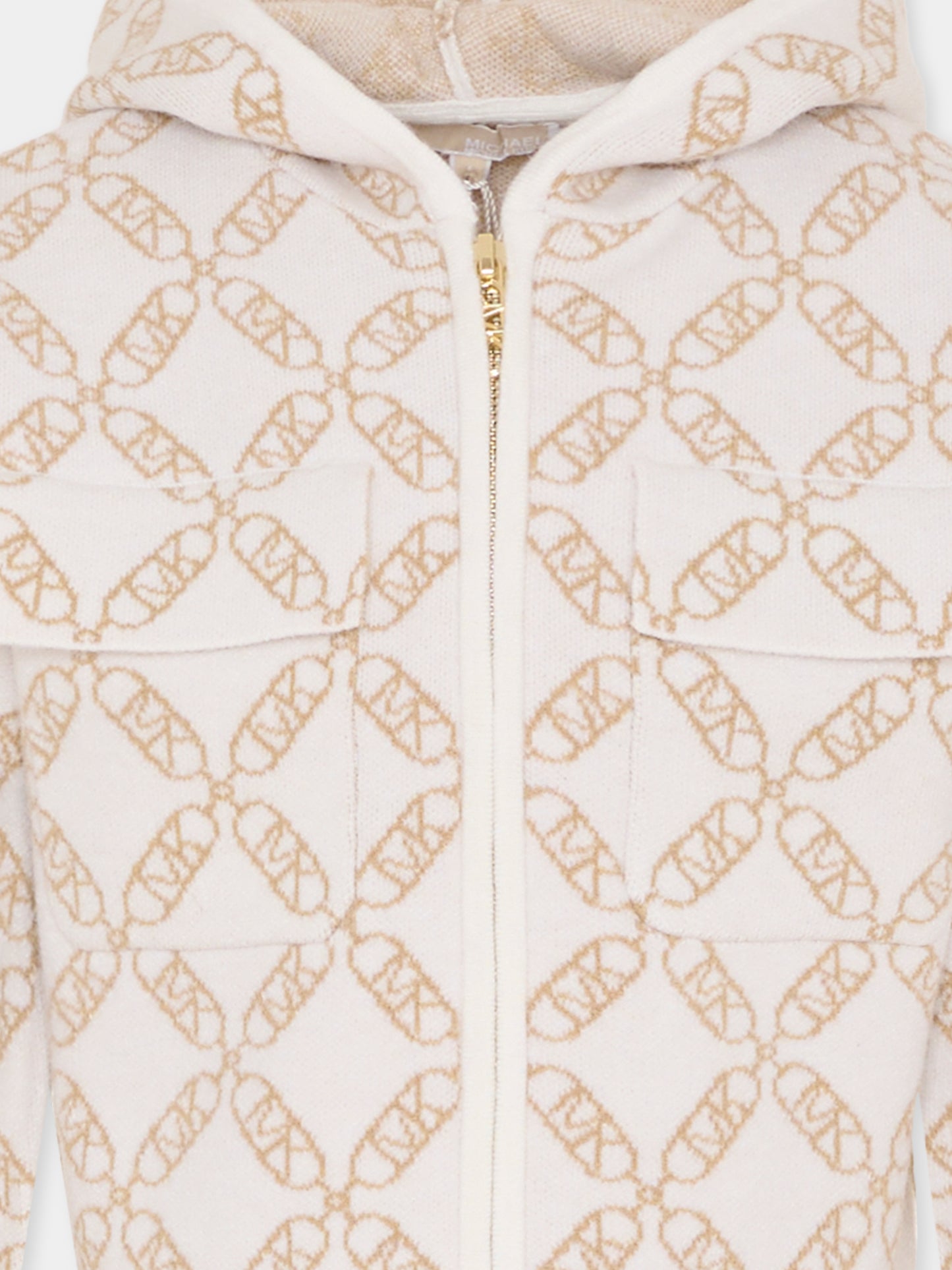 Felpa avorio per bambina con logo beige,Michael Kors,R30470 N52