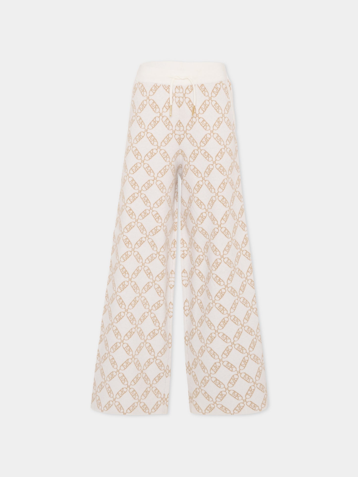 Pantaloni avorio per bambina con logo all over,Michael Kors,R30452 N52