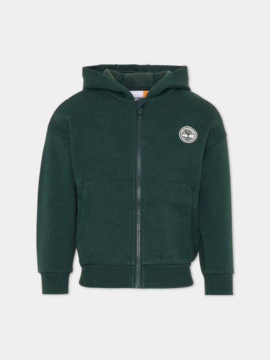 Felpa verde per bambino con logo bianco,Timberland,T60560 672