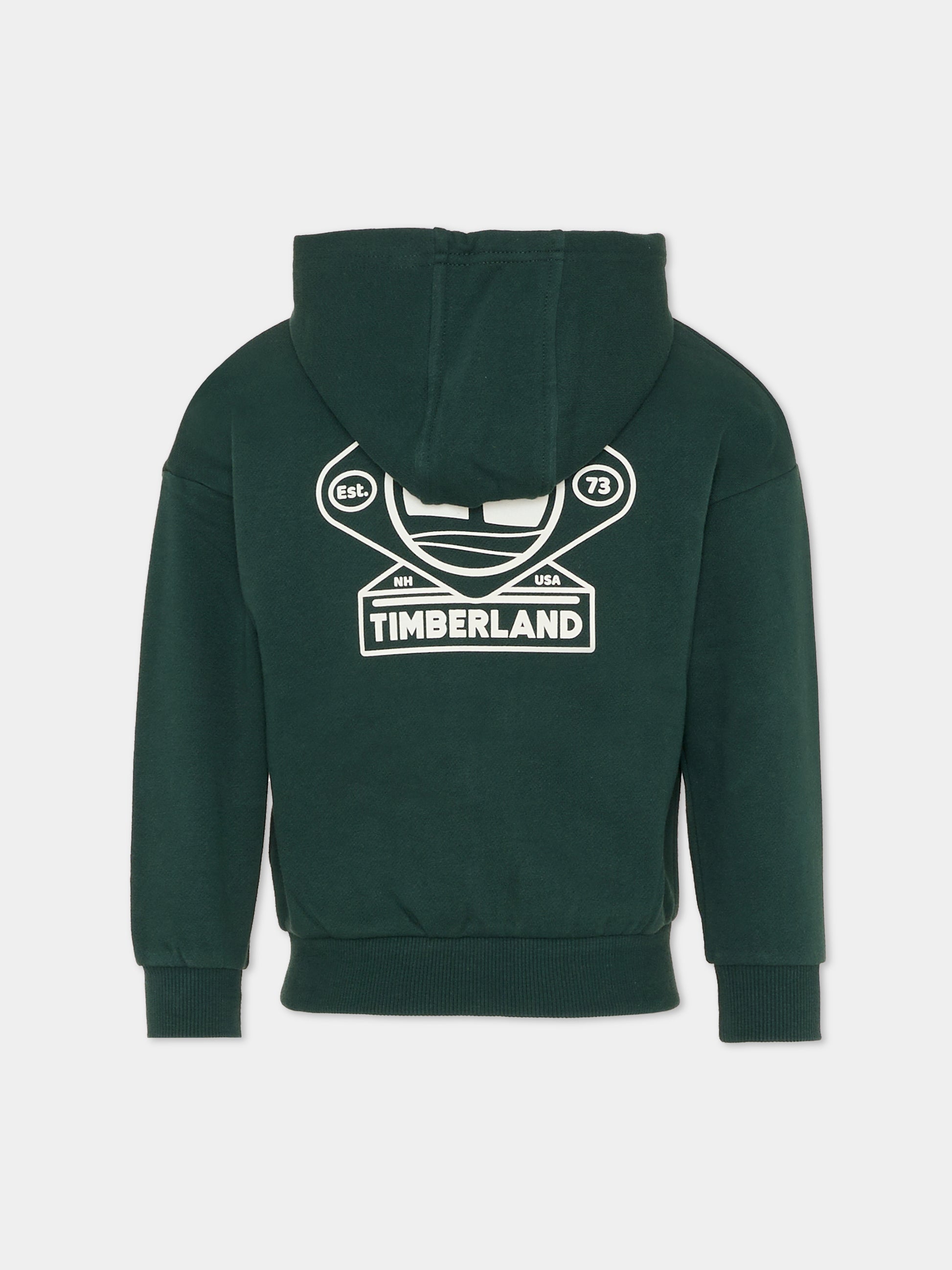 Felpa verde per bambino con logo bianco,Timberland,T60560 672
