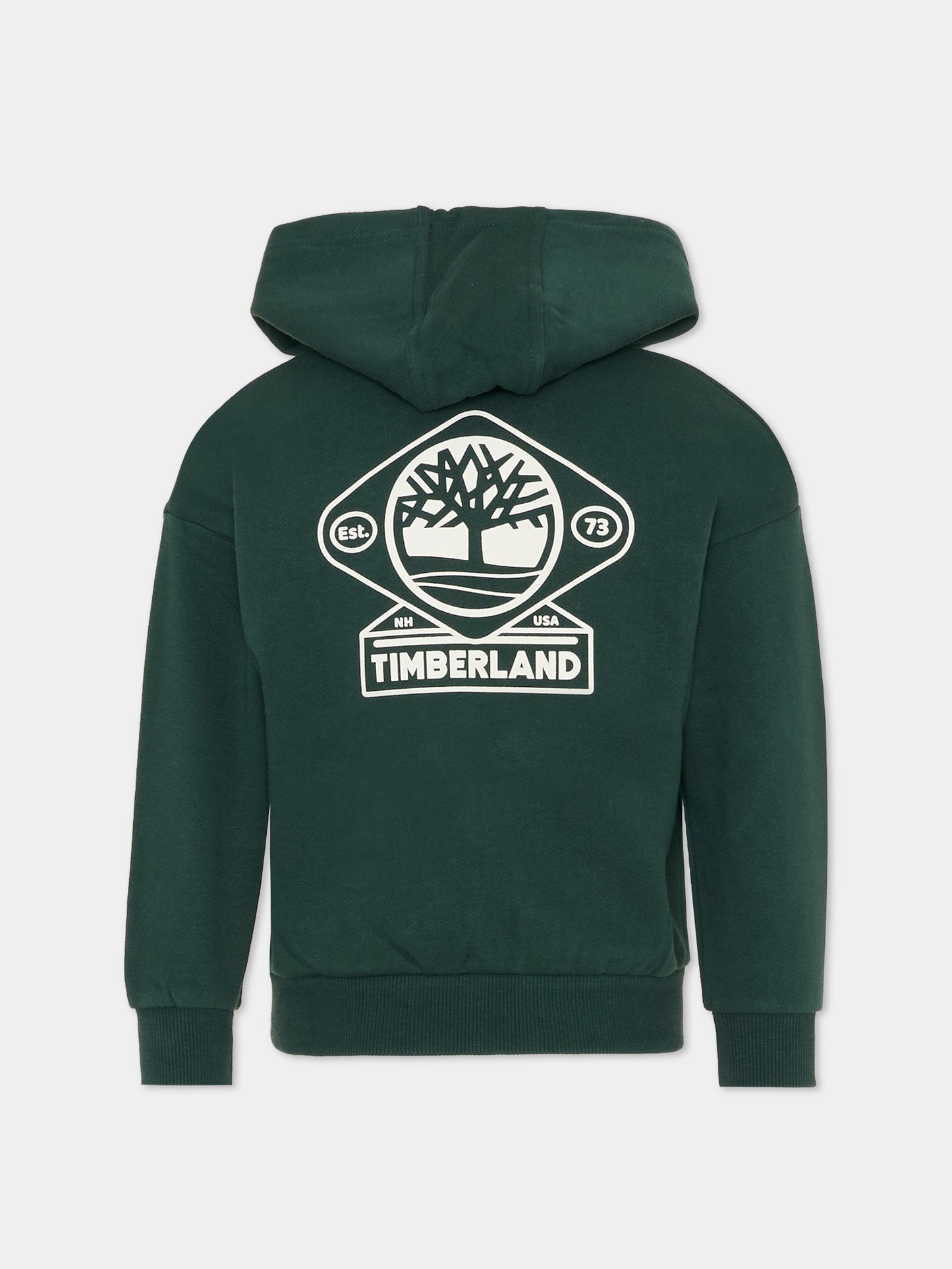 Felpa verde per bambino con logo bianco,Timberland,T60560 672
