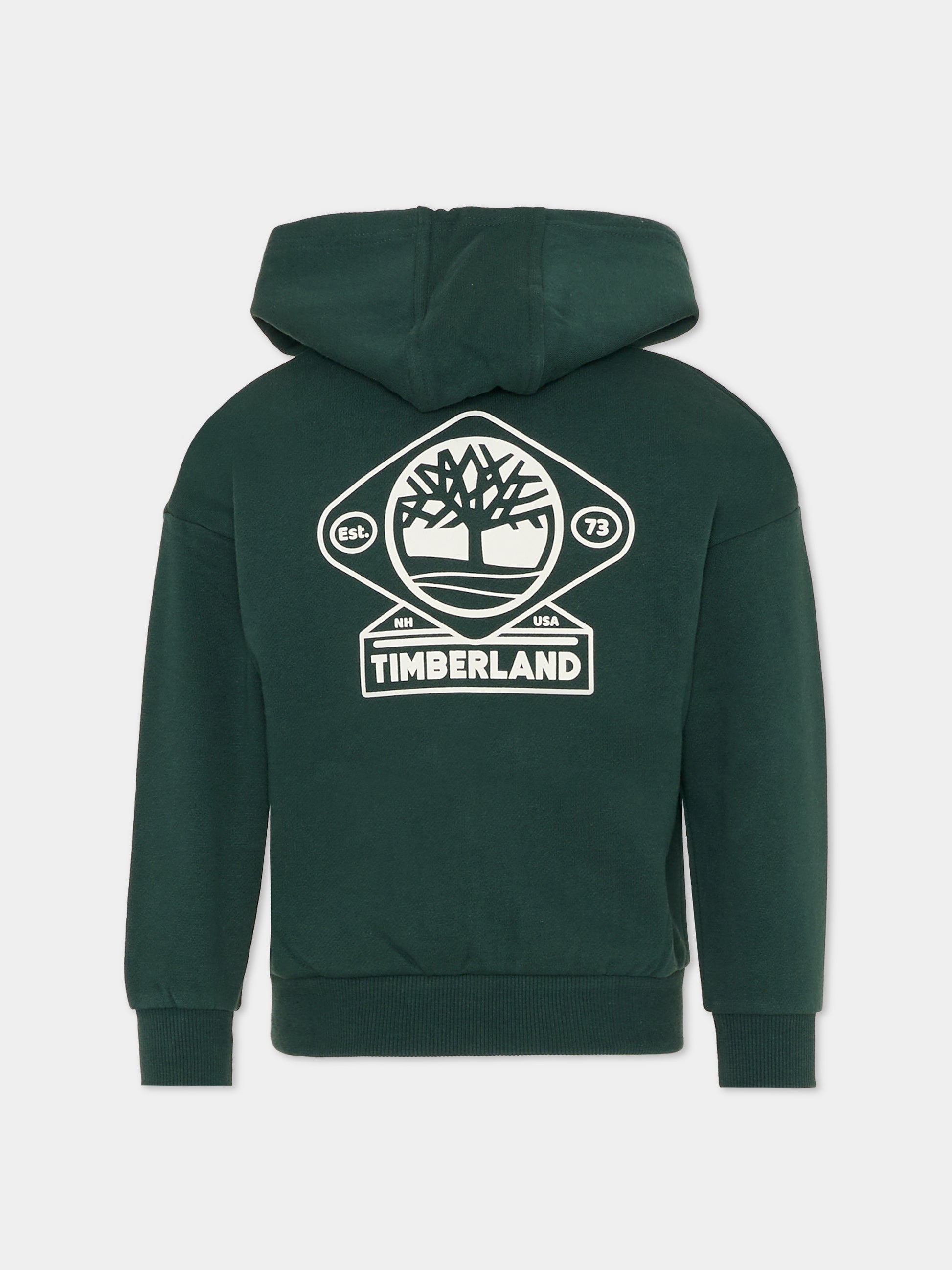 Felpa verde per bambino con logo bianco,Timberland,T60560 672