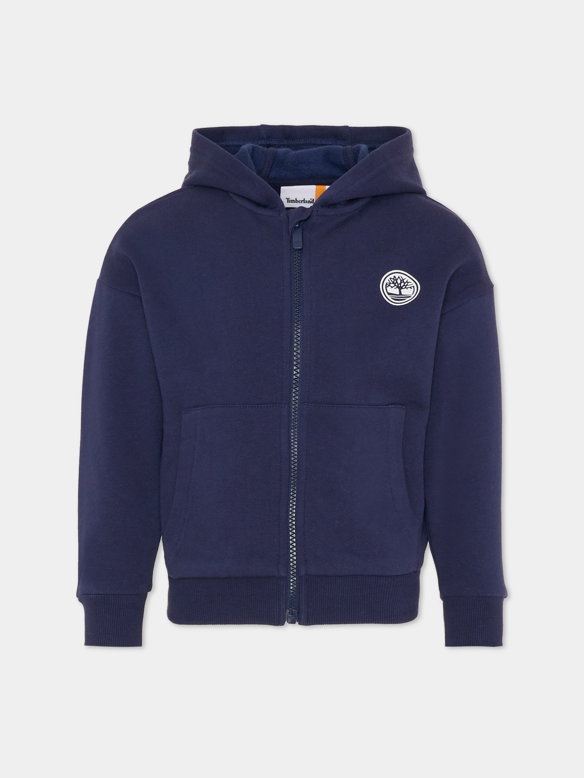 Felpa blu per bambino con logo bianco,Timberland,T60560 85T