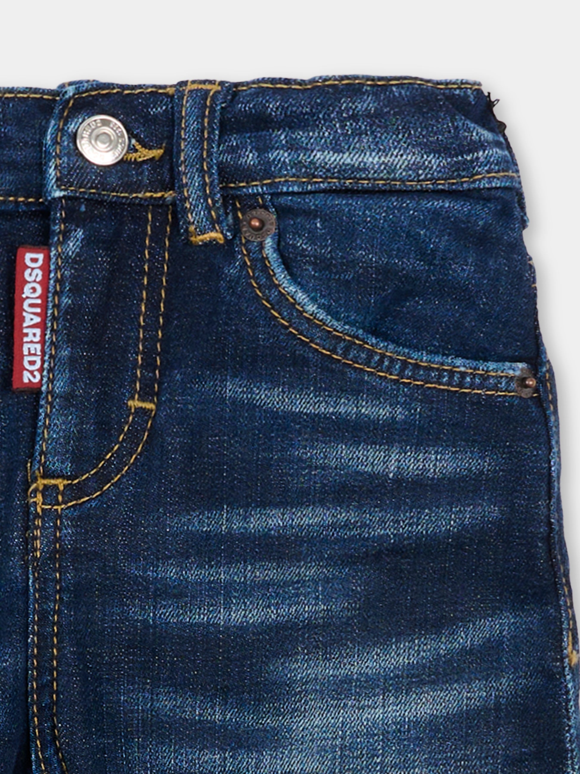 Jeans blu per neonato con patch logato,Dsquared2,DQ01TC-D0AES-DQ01