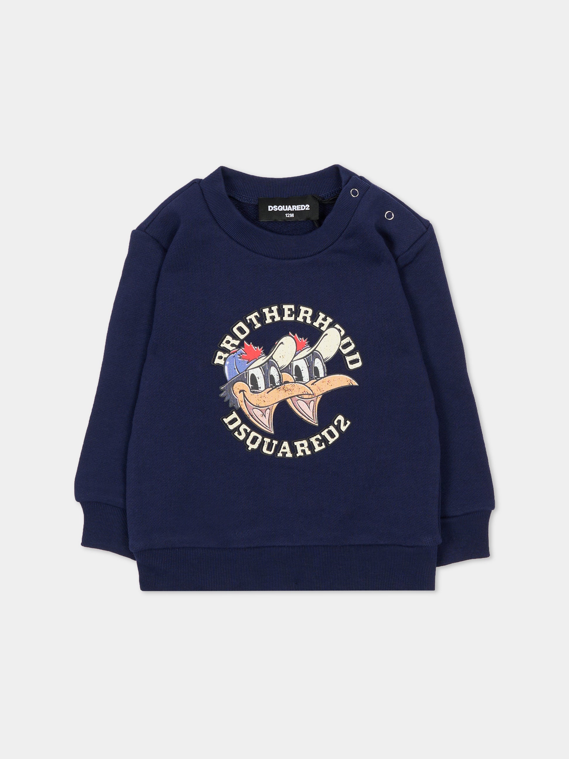 Felpa blu per neonato con logo,Dsquared2,DQ3099-D0AEY-DQ864