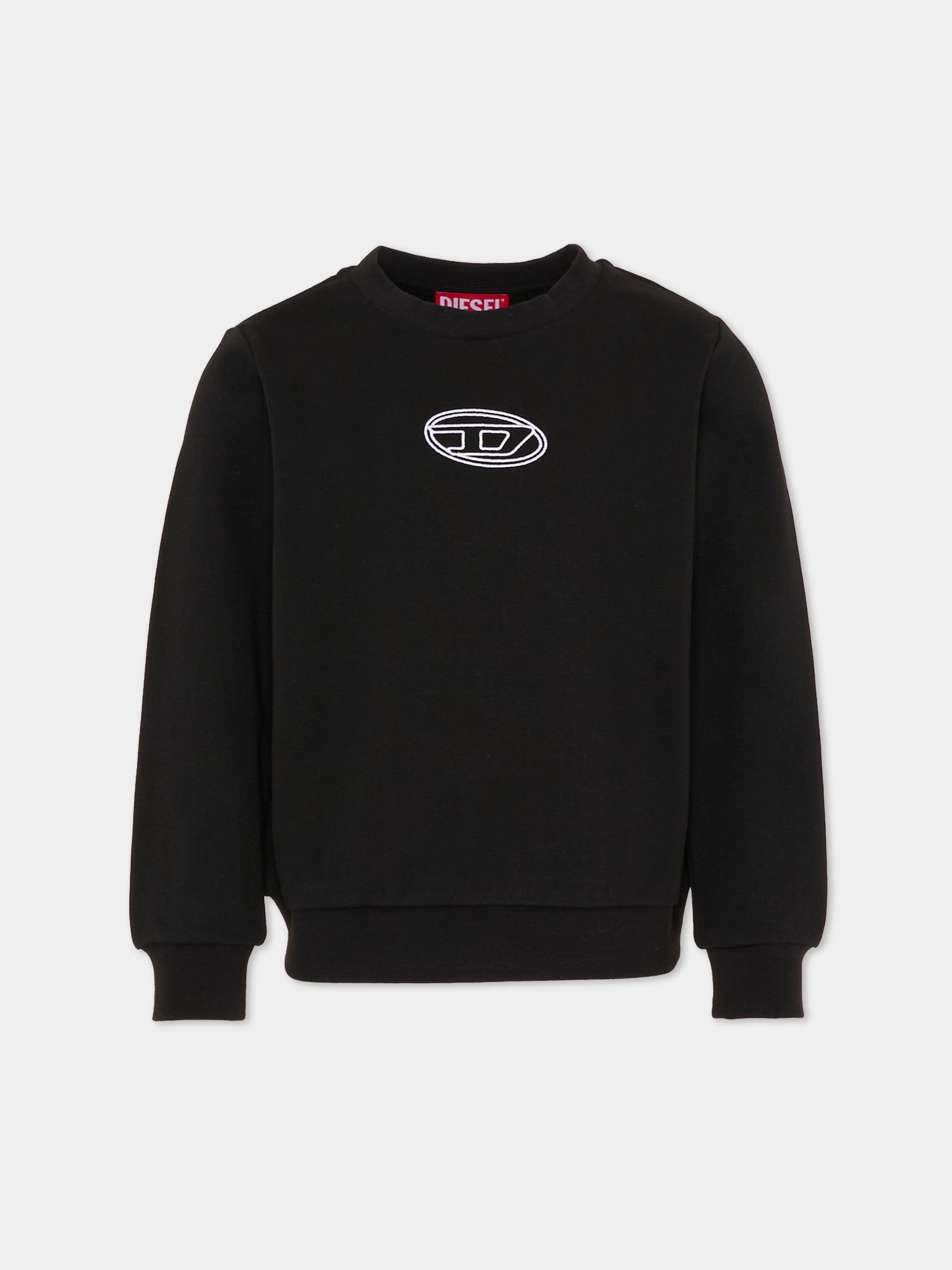 Felpa nera per bambina con logo bianco,Diesel,J02417-KYAX3-K900