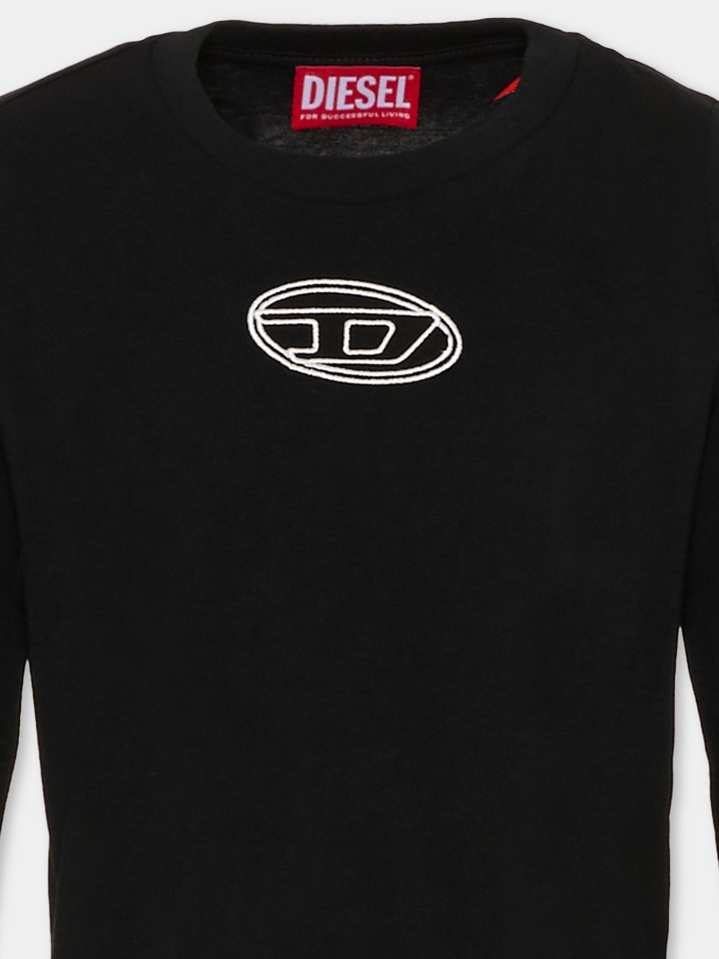 T-shirt nera per bambina con logo nero,Diesel,J02431-00YI9-K900
