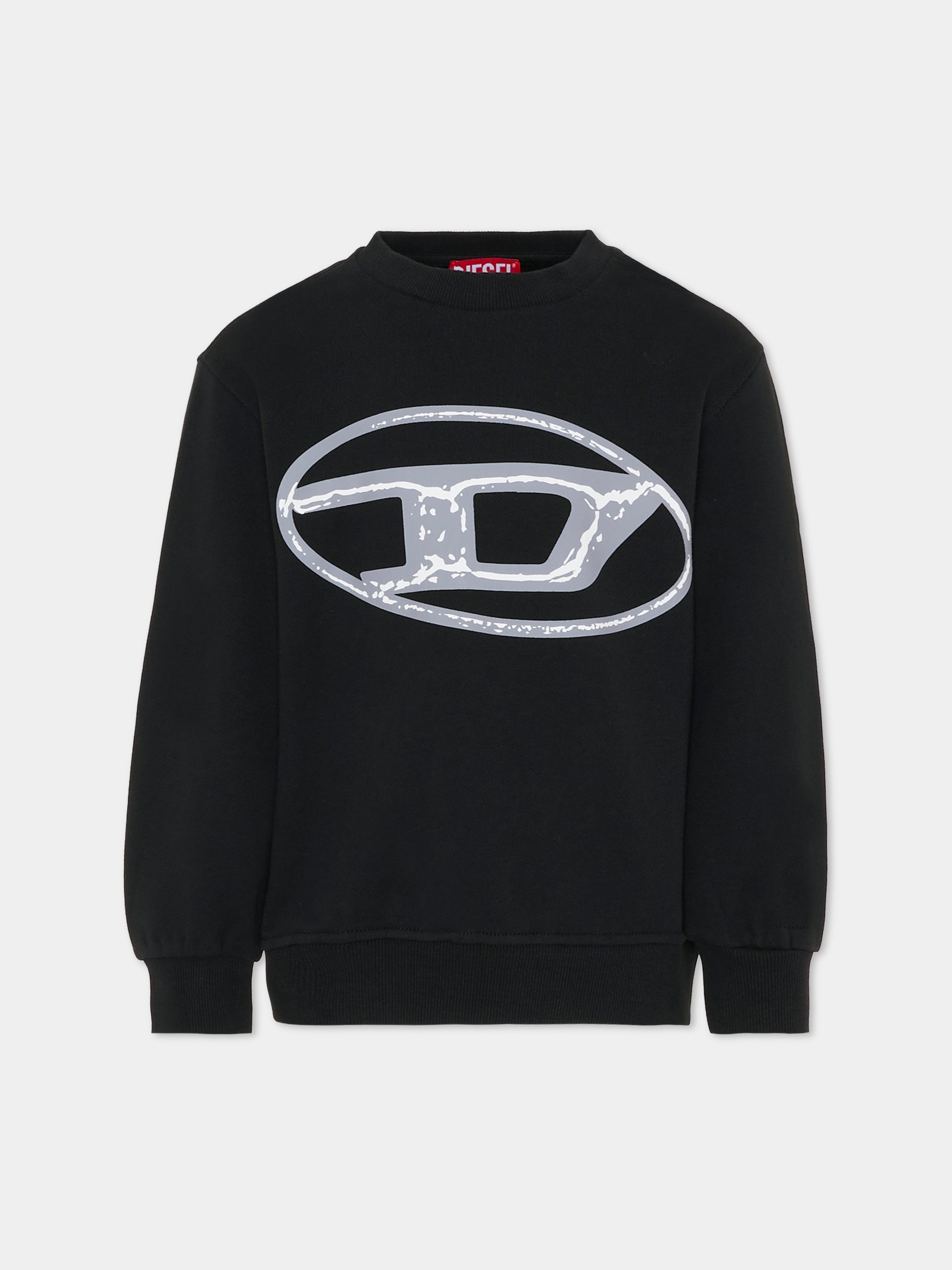 Felpa nera per bambino con logo grigio,Diesel,J02488-KYAQK-K900