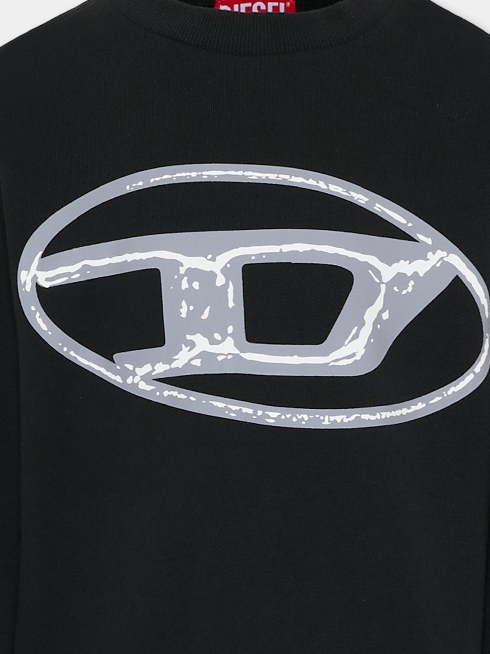 Felpa nera per bambino con logo grigio,Diesel,J02488-KYAQK-K900