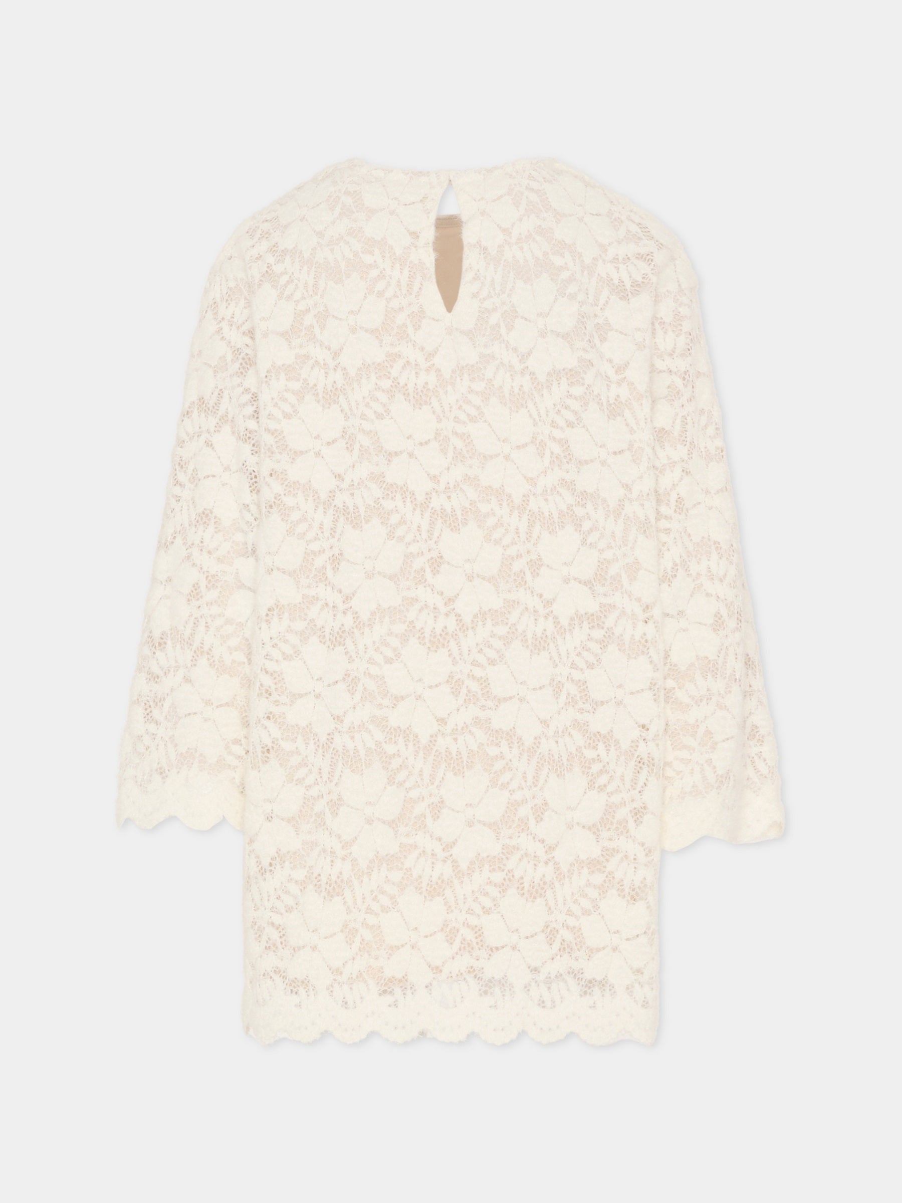 Vestito avorio per bambina con motivo floreale,Douuod Kids,DX1B00 U0237 101