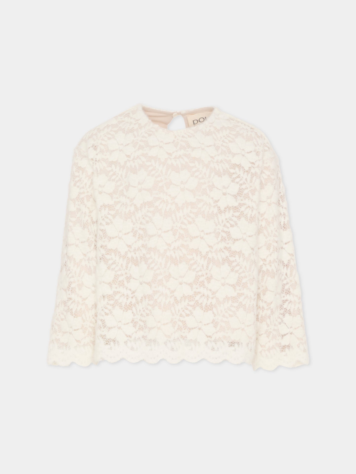 Camicia avorio per bambina con motivo floreale,Douuod Kids,DX5A70 U0237 101