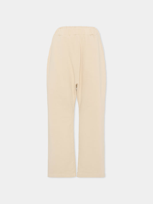 Pantaloni beige per bambina con logo,Douuod Kids,DX6P80 Z3402 108