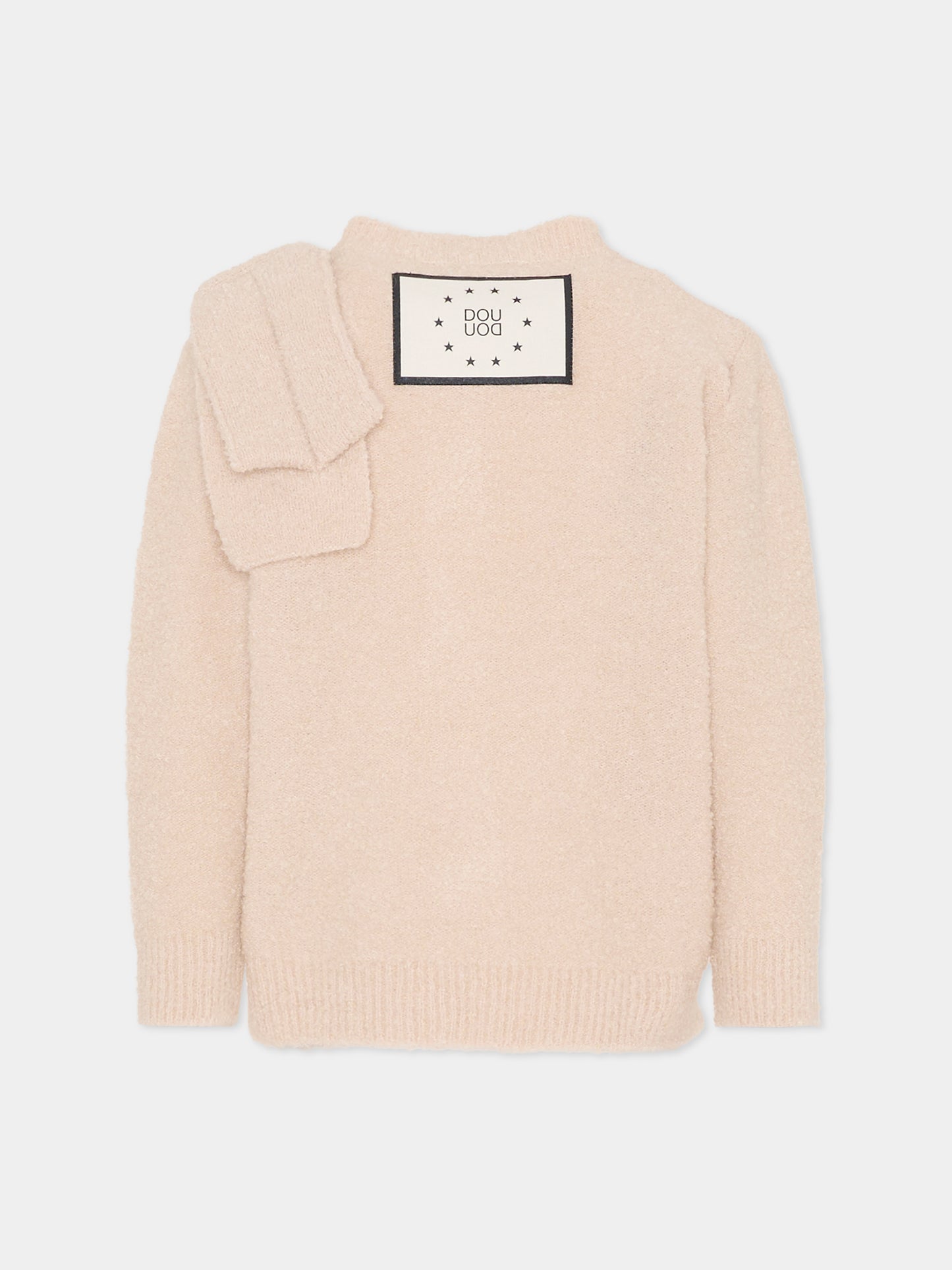 Cardigan beige per bambina con fiocco,Douuod Kids,DX9A20 W0223 107