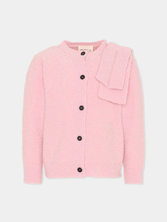 Cardigan rosa per bambina con fiocco,Douuod Kids,DX9A20 W0223 511