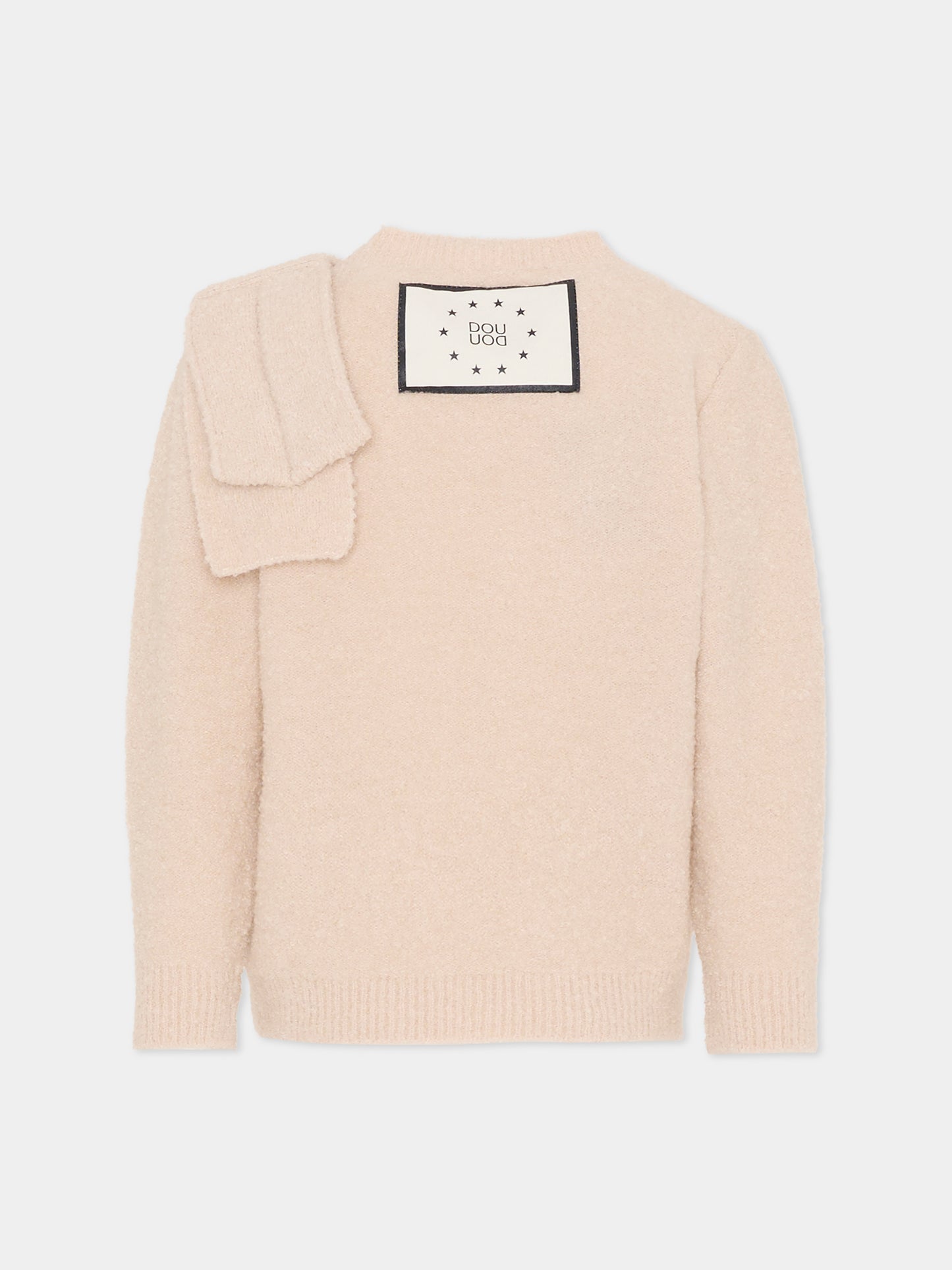 Maglione beige per bambina con fiocco,Douuod Kids,DX9A30 W0223 107