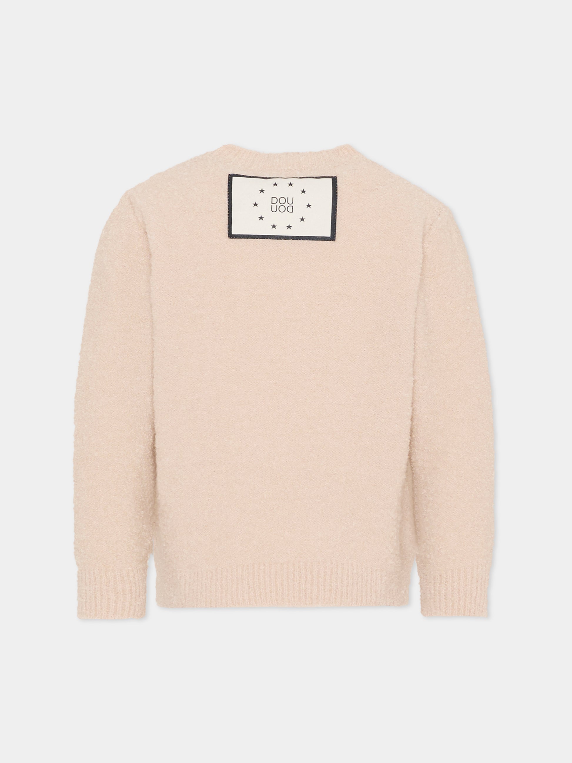 Maglione beige per bambina con logo,Douuod Kids,DX9A60 W0223 107