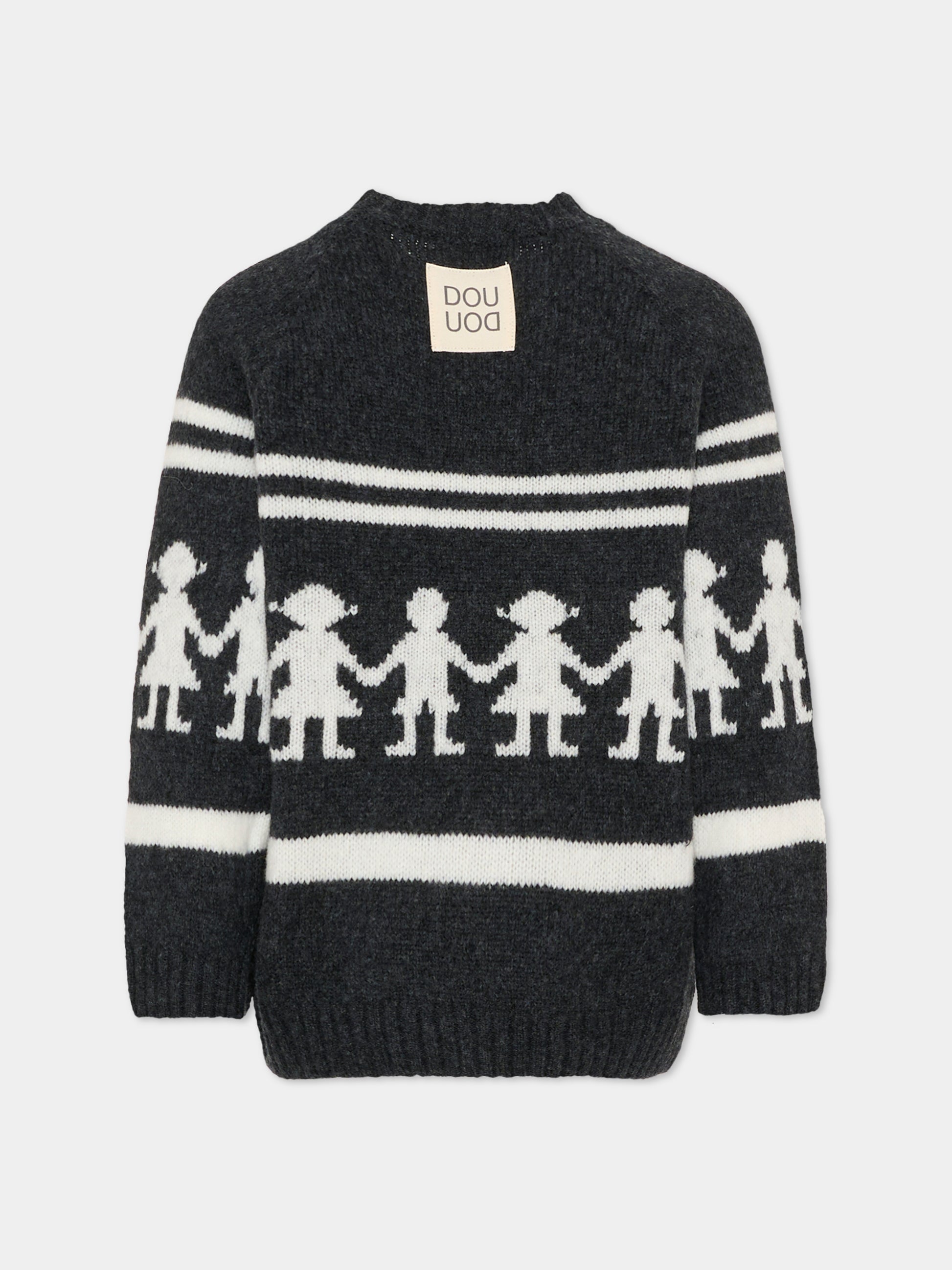 Maglione grigio per bambini con motivo jacquard,Douuod Kids,DX9P10 W0222 811AV