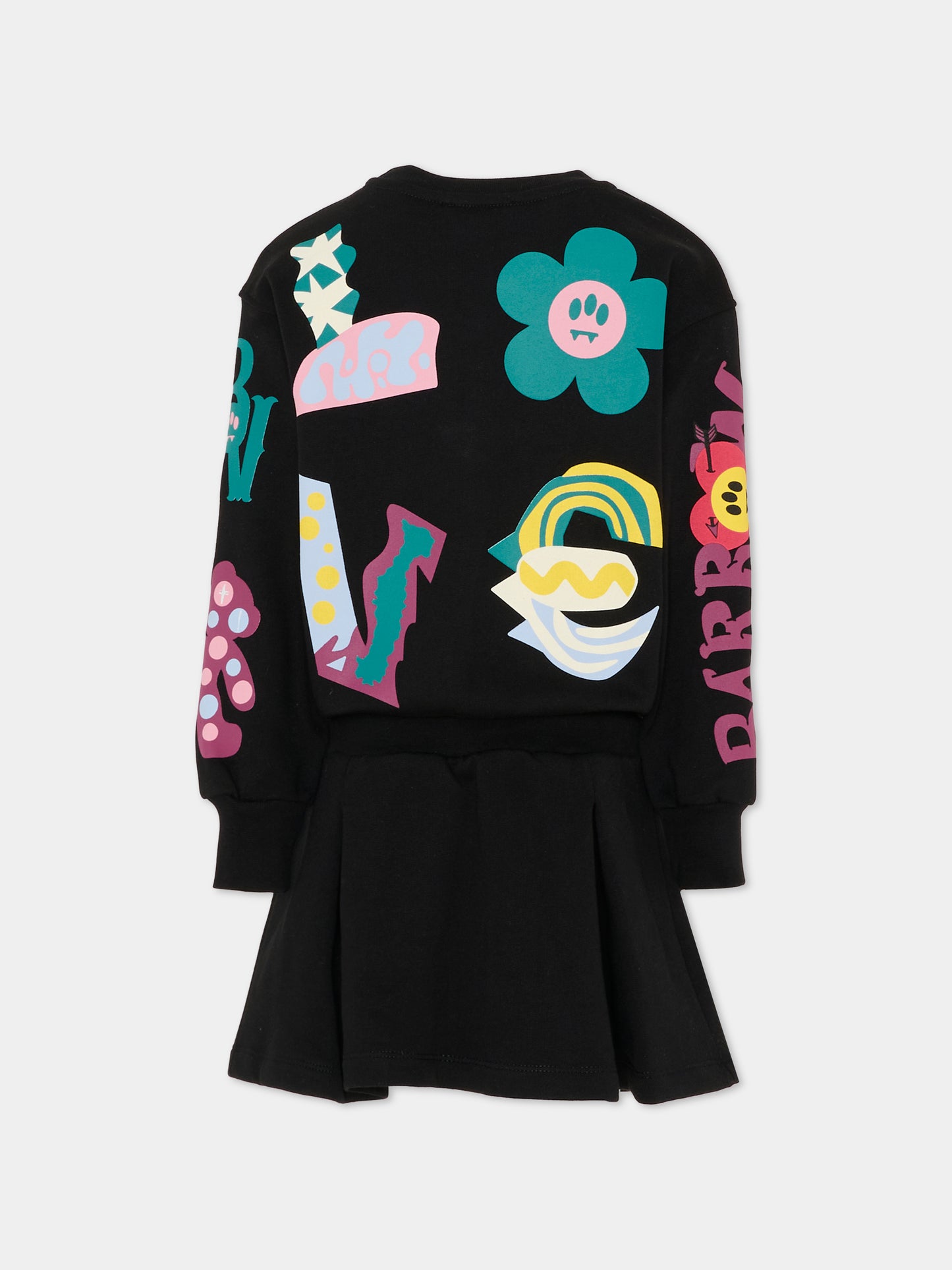 Vestito nero per bambina con logo e stampe,Barrow,F5BKJGDR192 110