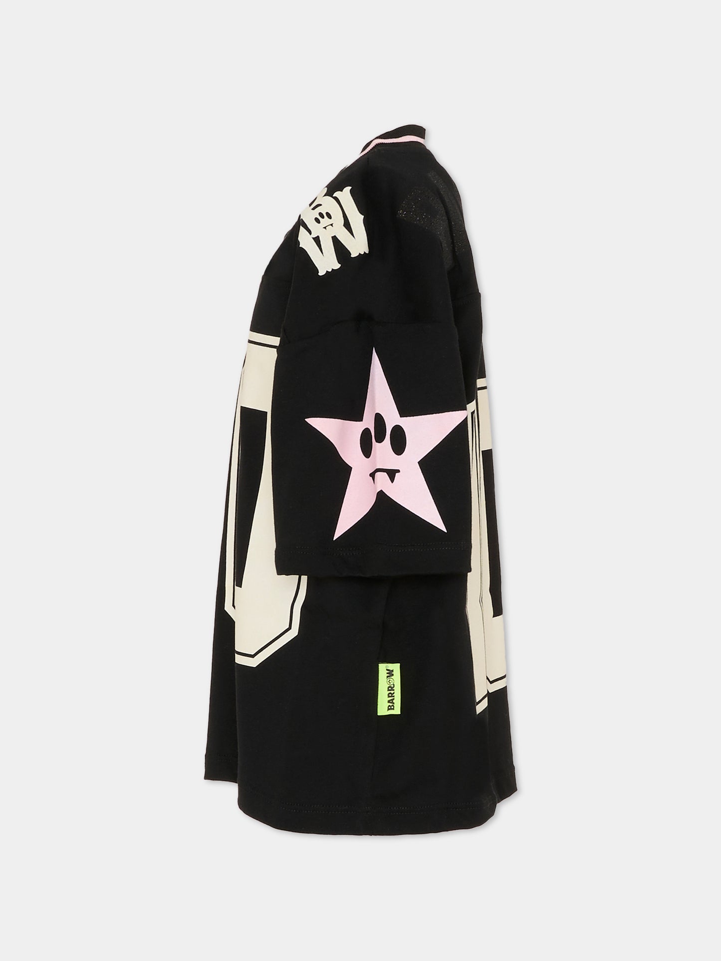 T-shirt nera per bambina con logo,Barrow,F5BKJGTH195 110