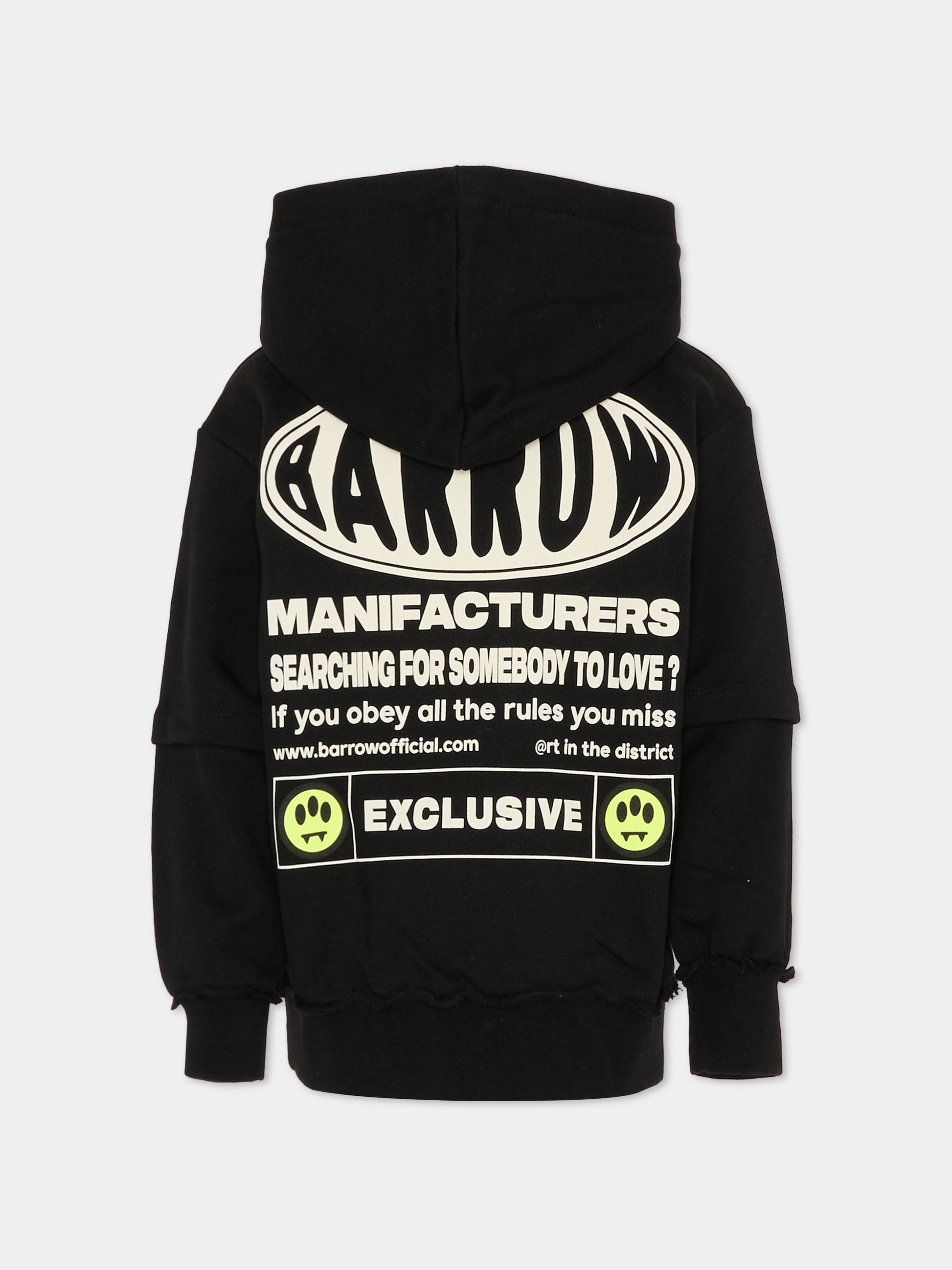 Felpa nera per bambino con logo bianco,Barrow,F5BKJUHS114 110