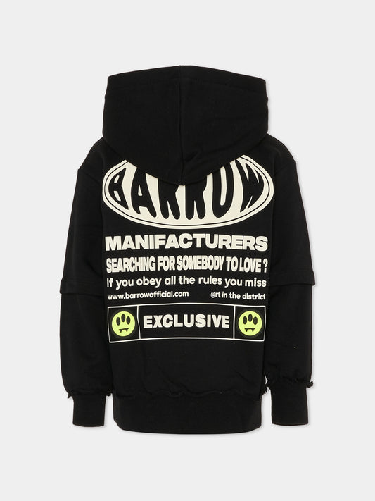 Felpa nera per bambino con logo bianco,Barrow,F5BKJUHS114 110