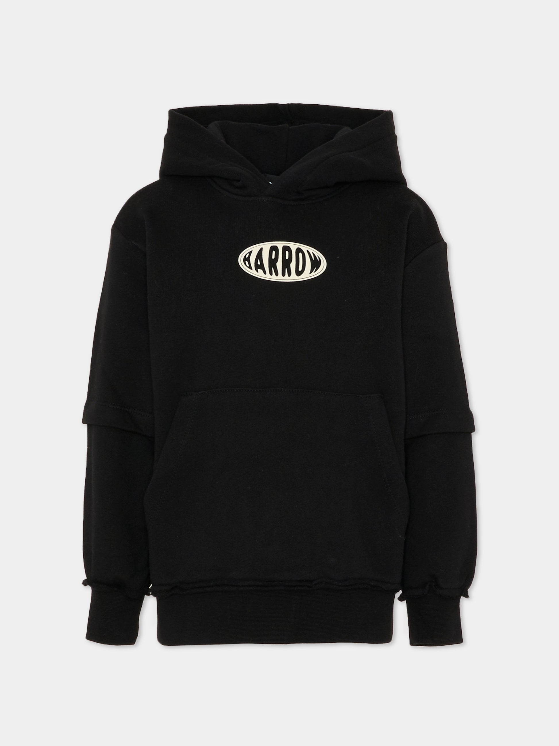 Felpa nera per bambino con logo bianco,Barrow,F5BKJUHS114 110
