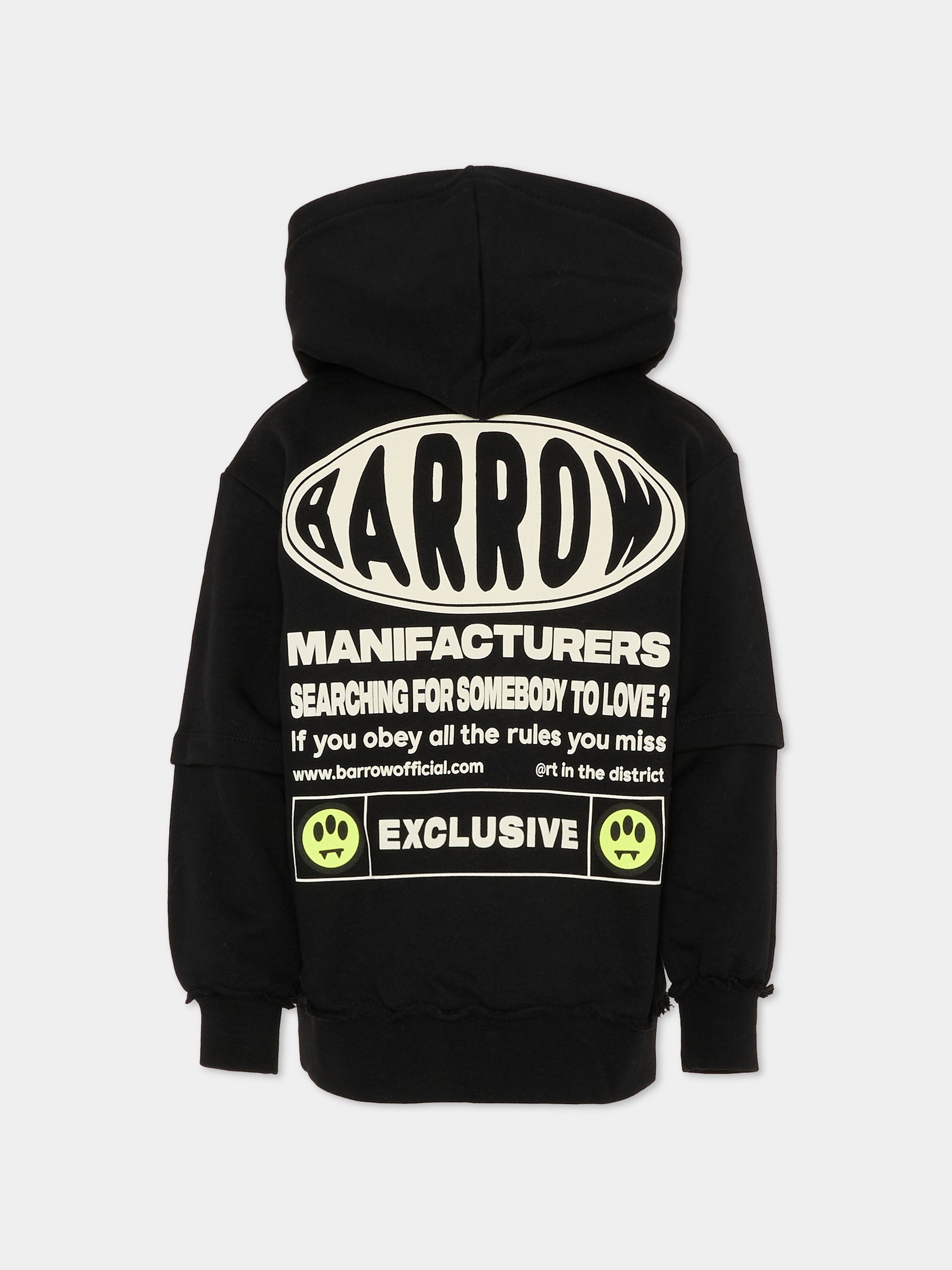 Felpa nera per bambino con logo bianco,Barrow,F5BKJUHS114 110