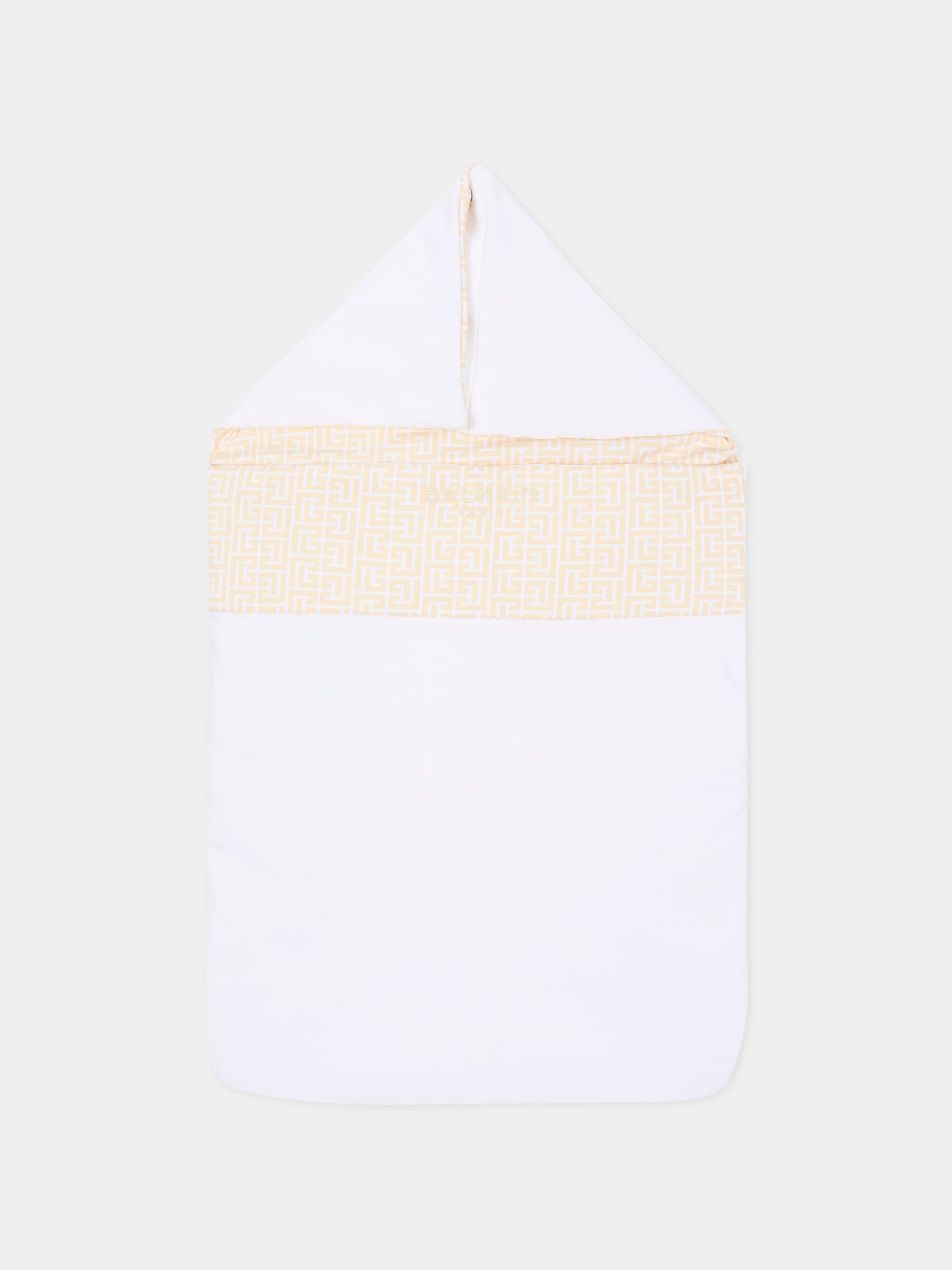 Sacco nanna bianco con monogram Labyrinth per neonati,Balmain Kids,BX0520 Z2378 100BG