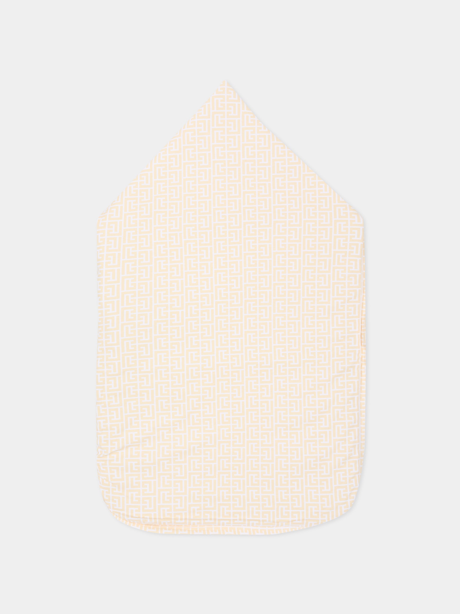 Sacco nanna bianco con monogram Labyrinth per neonati,Balmain Kids,BX0520 Z2378 100BG