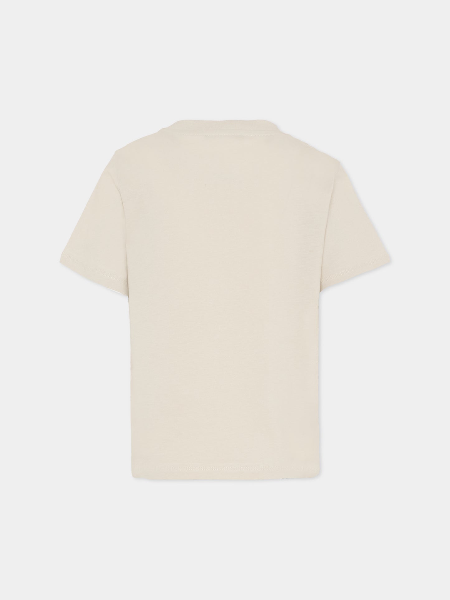 T-shirt beige con logo ricamato per bambini,Balmain Kids,BX8P41-Z3186 107BG