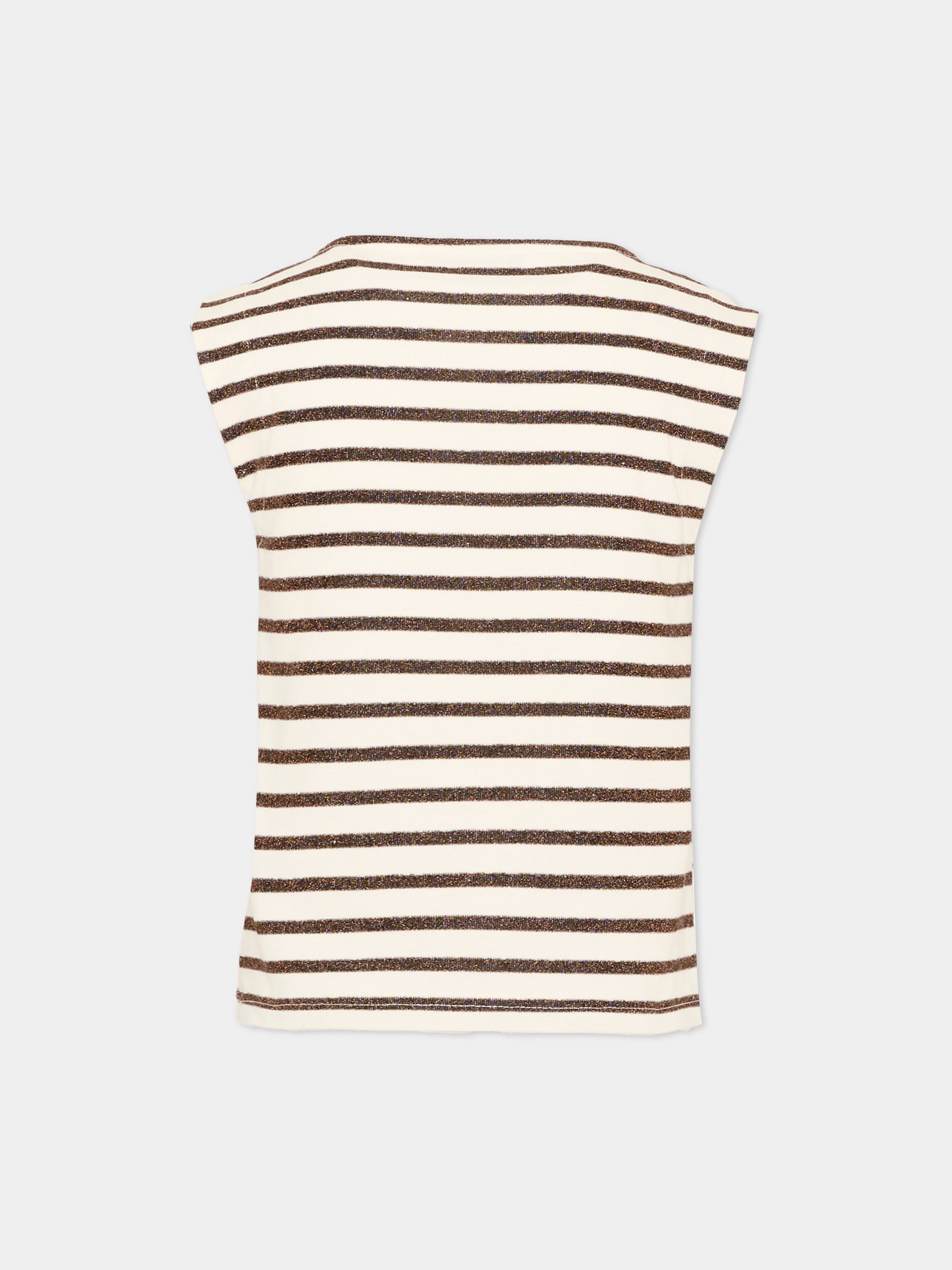 Top beige a righe glitter per bambina,Vélocipède,VLC-SS26-TS004 ECRU AND BLACK