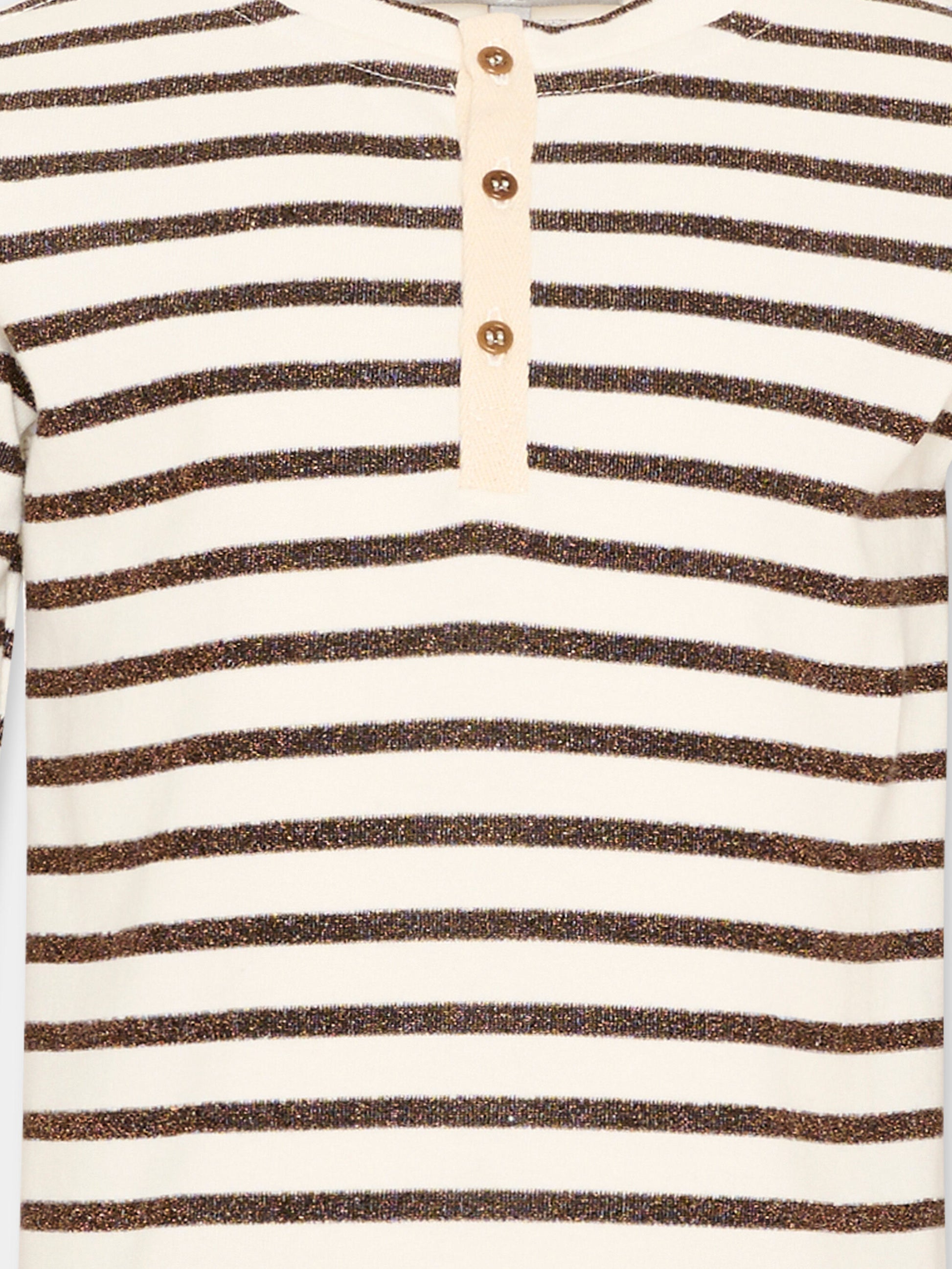 T-shirt beige per bambina a righe,Vélocipède,VLC-AW25/26-TS002 ECRU AND BLACK