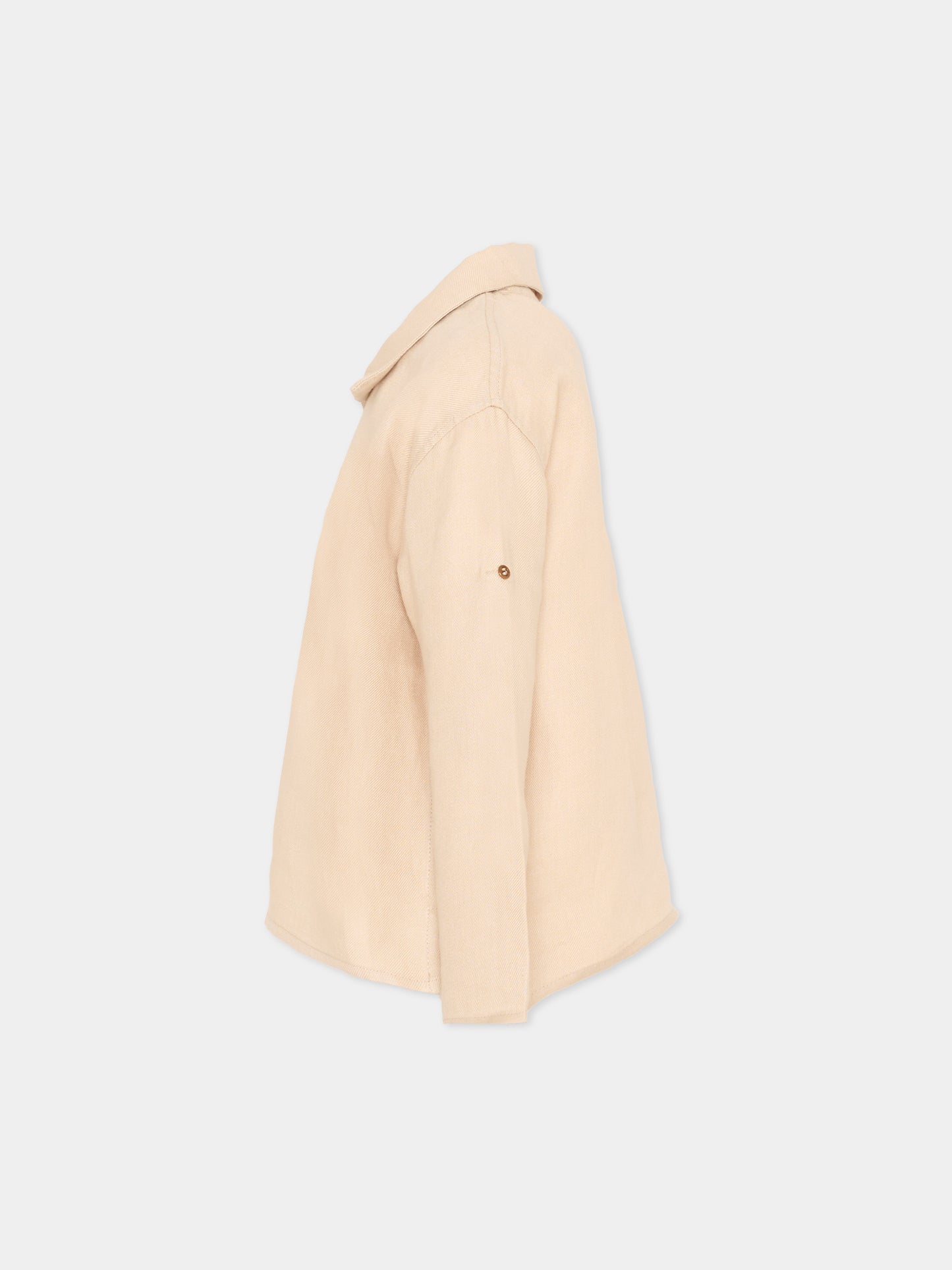 Polo beige in lino per bambini,Vélocipède,VLC-SS26-SH004 OYSTER