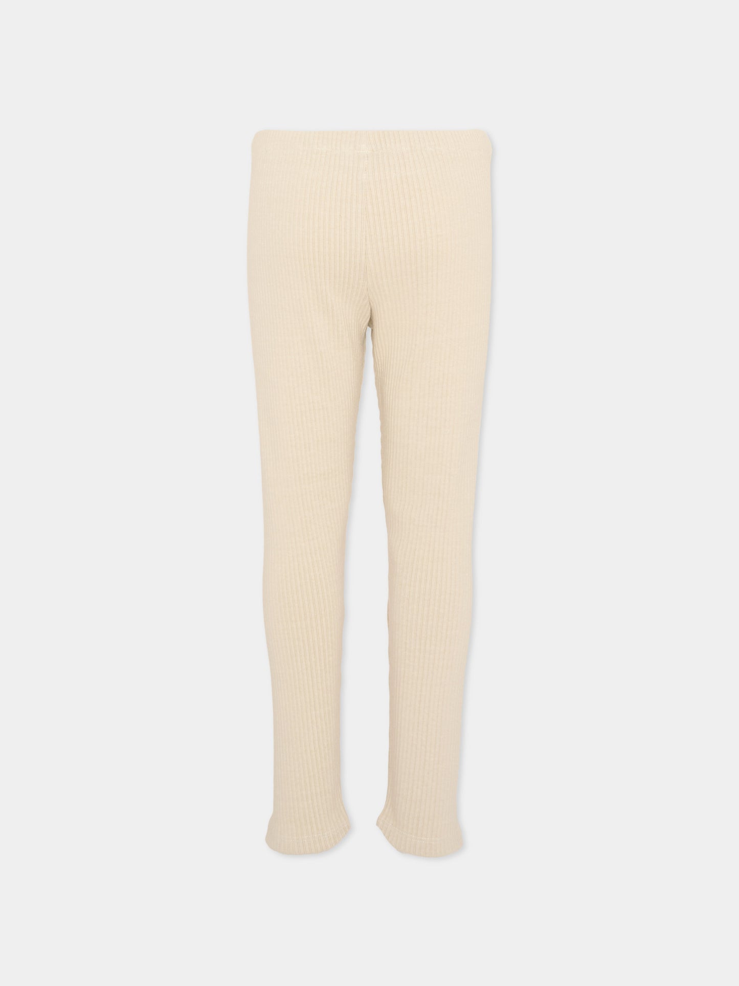 Leggings beige per bambina a coste,Vélocipède,VLC-AW25/26-TR003 OYSTER