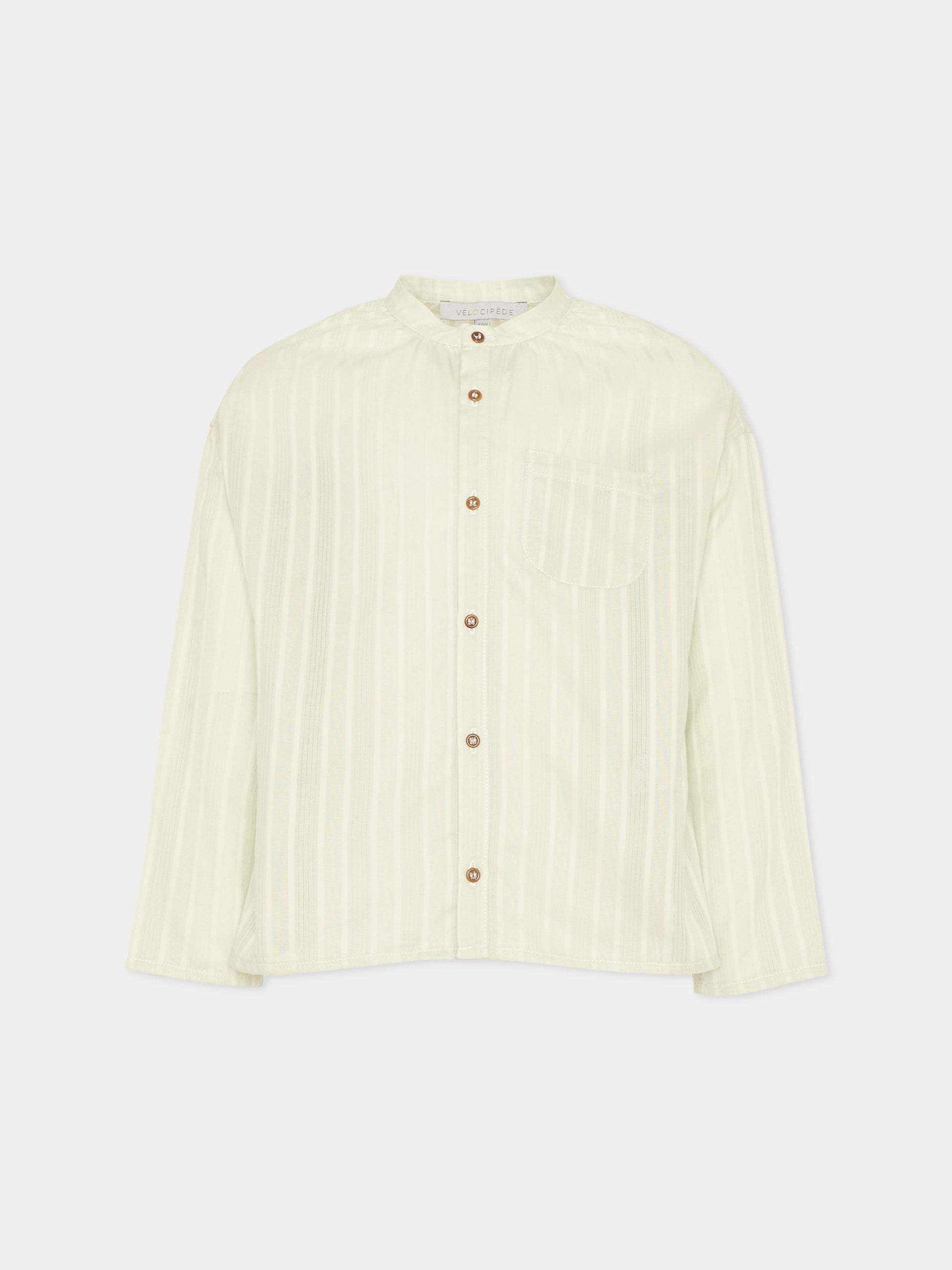 Camicia verde per bambino a righe,Vélocipède,VLC-AW25/26-SH003 AQUA