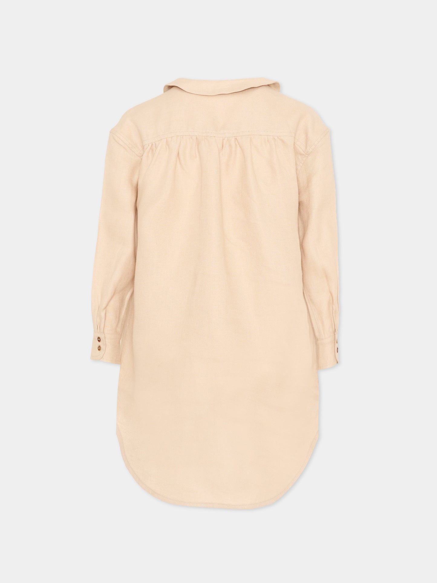 Camicia beige in lino per bambini,Vélocipède,VLC-AW25/26-SH001 OYSTER