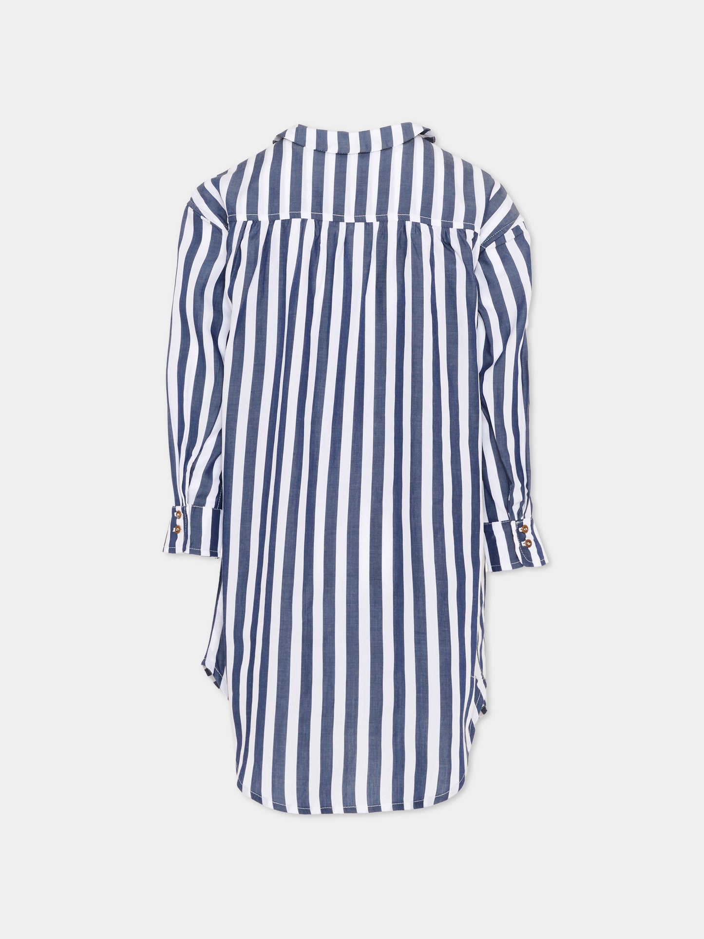 Camicia bianca per bambini a righe,Vélocipède,VLC-AW25/26-SH001 WHITE AND BLUE