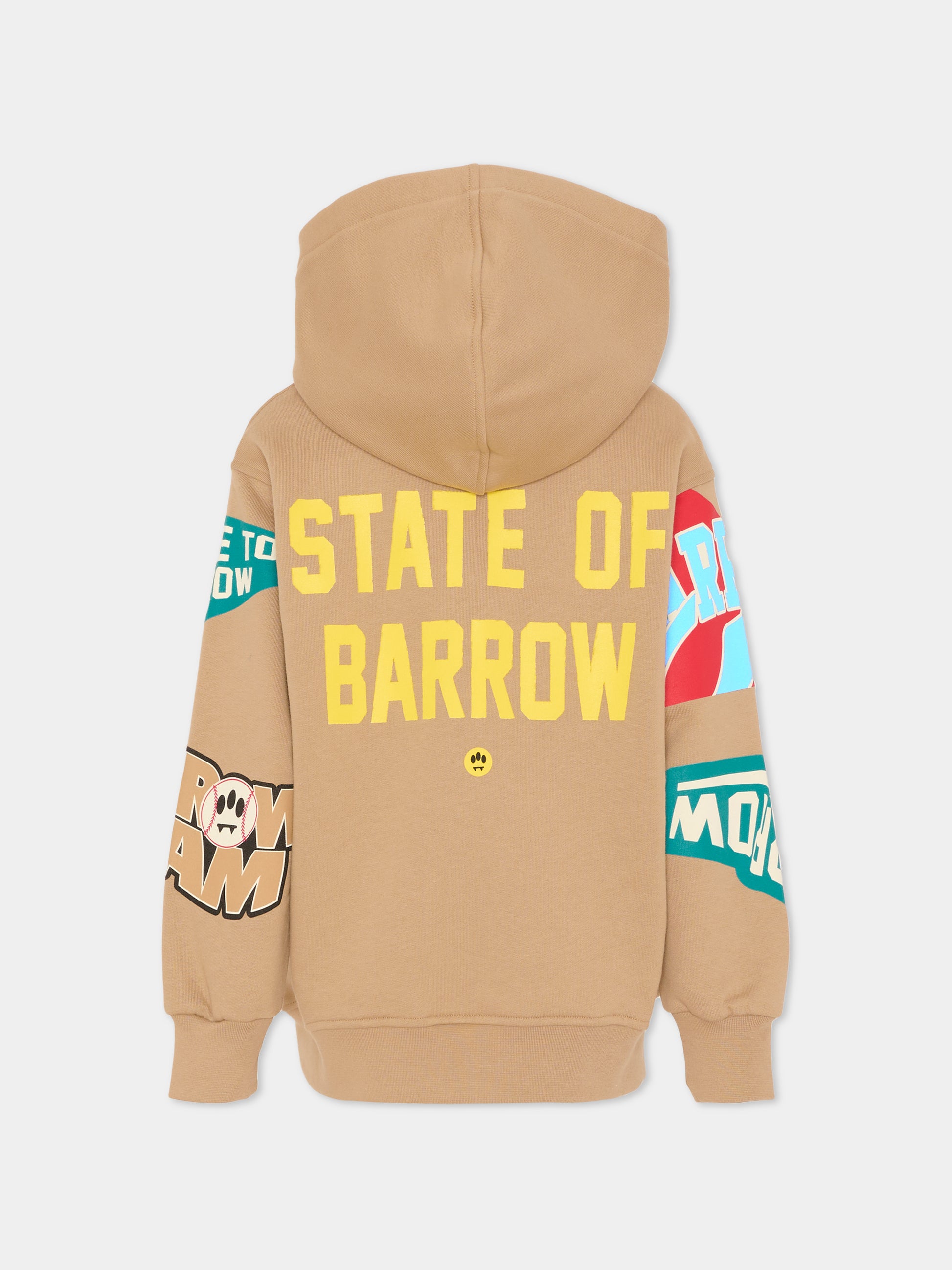Felpa beige per bambino con smile e scritte,Barrow,F5BKJUHS078 307