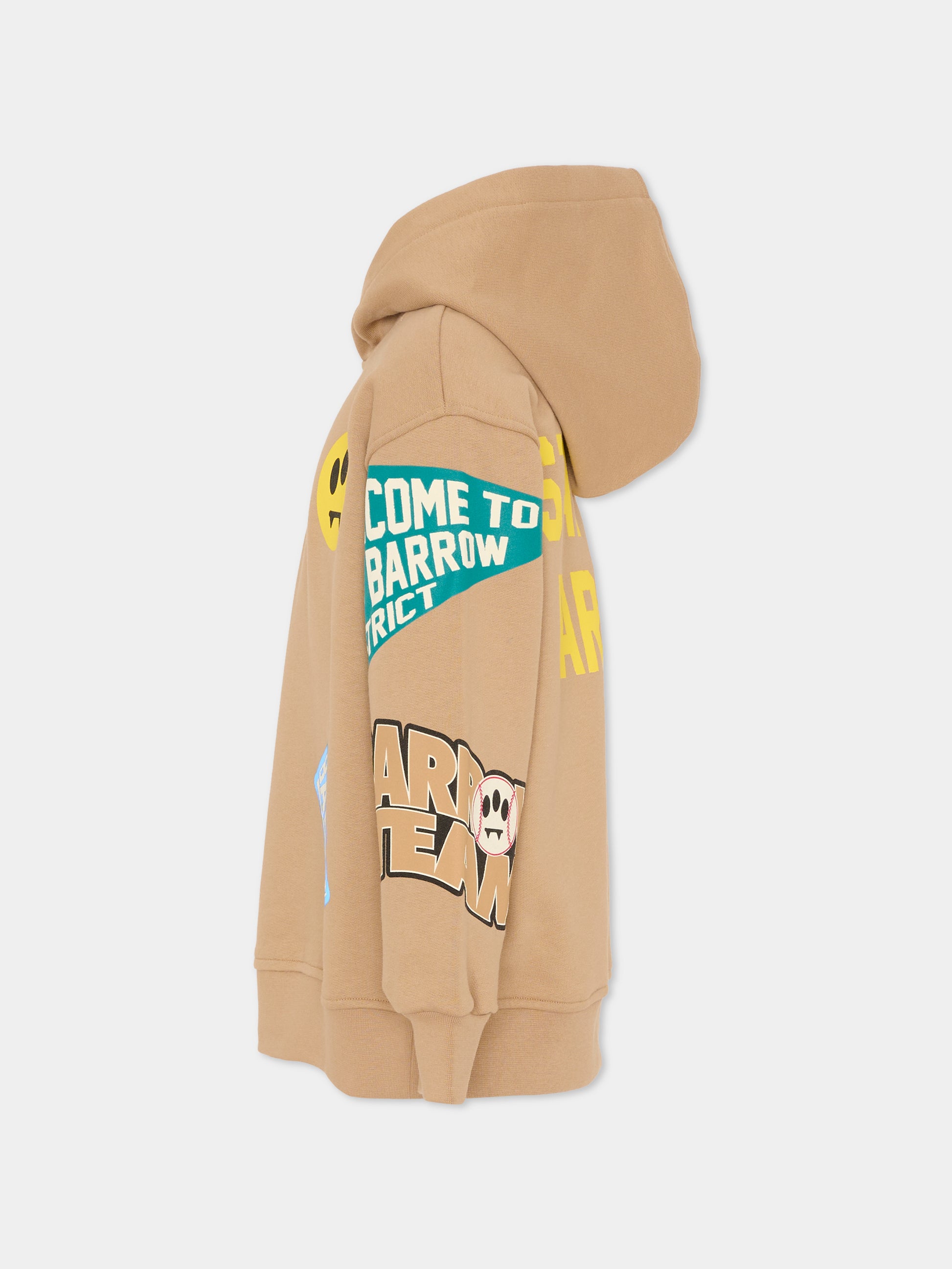 Felpa beige per bambino con smile e scritte,Barrow,F5BKJUHS078 307